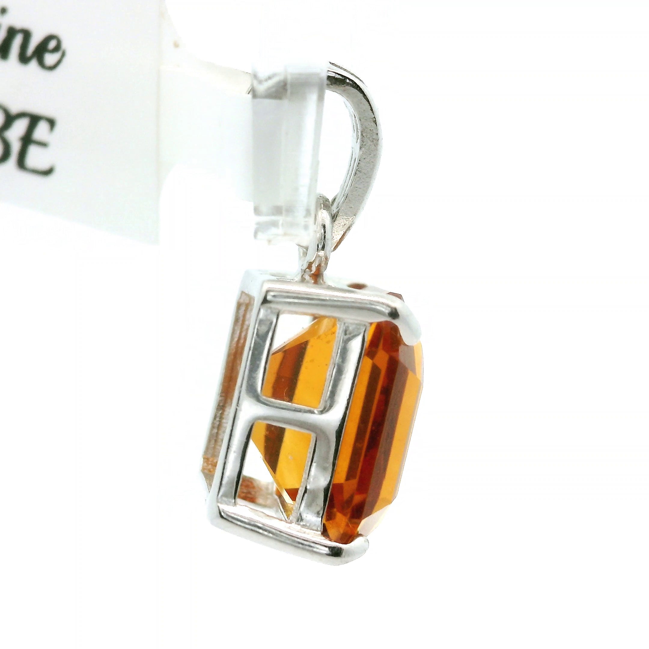Citrine Fancy Cut Pendant .925 Silver for Abundance, Good Luck and Positivity