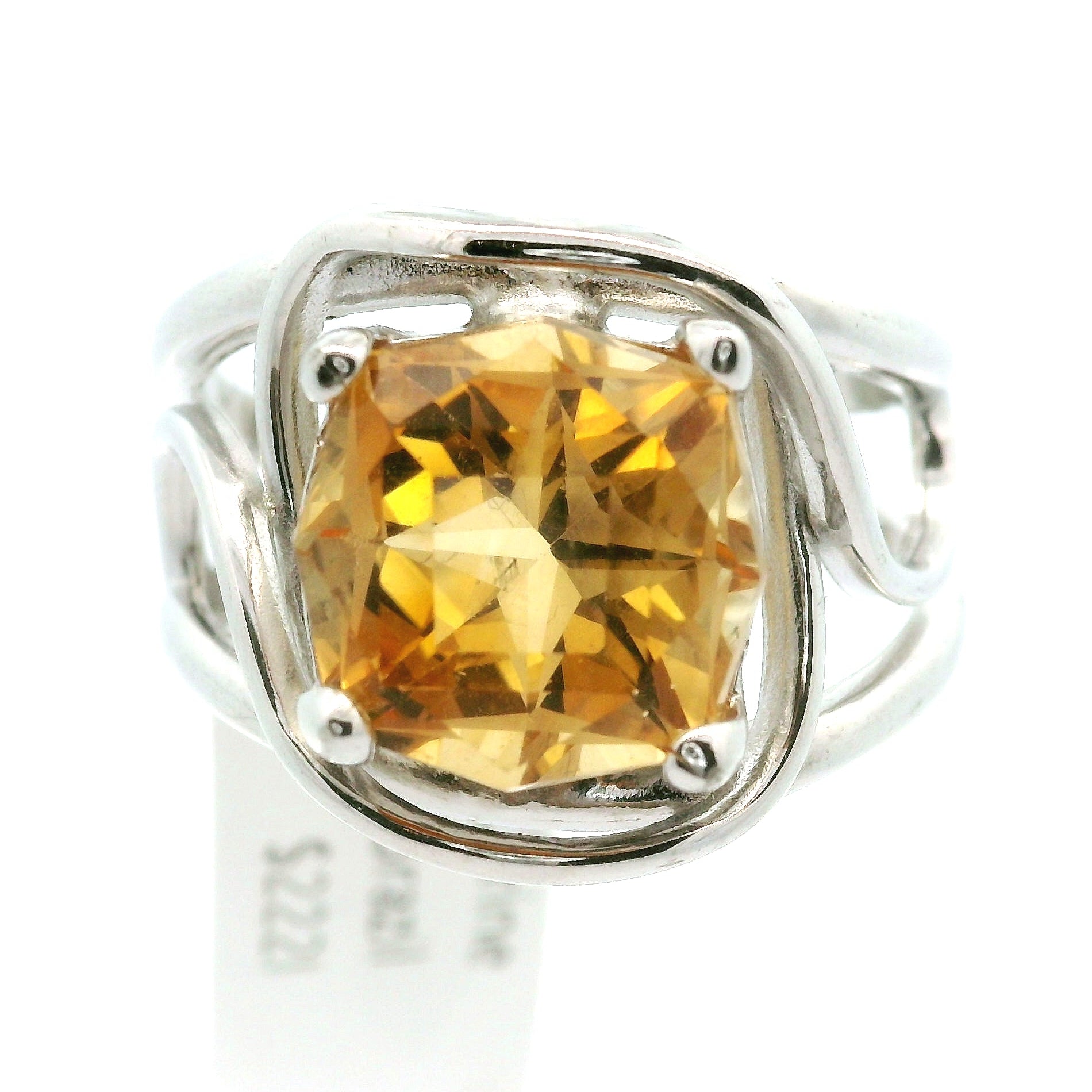 Citrine Fancy Cut Cuff Rings .925 Silver for Abundance, Good Luck and Positivity