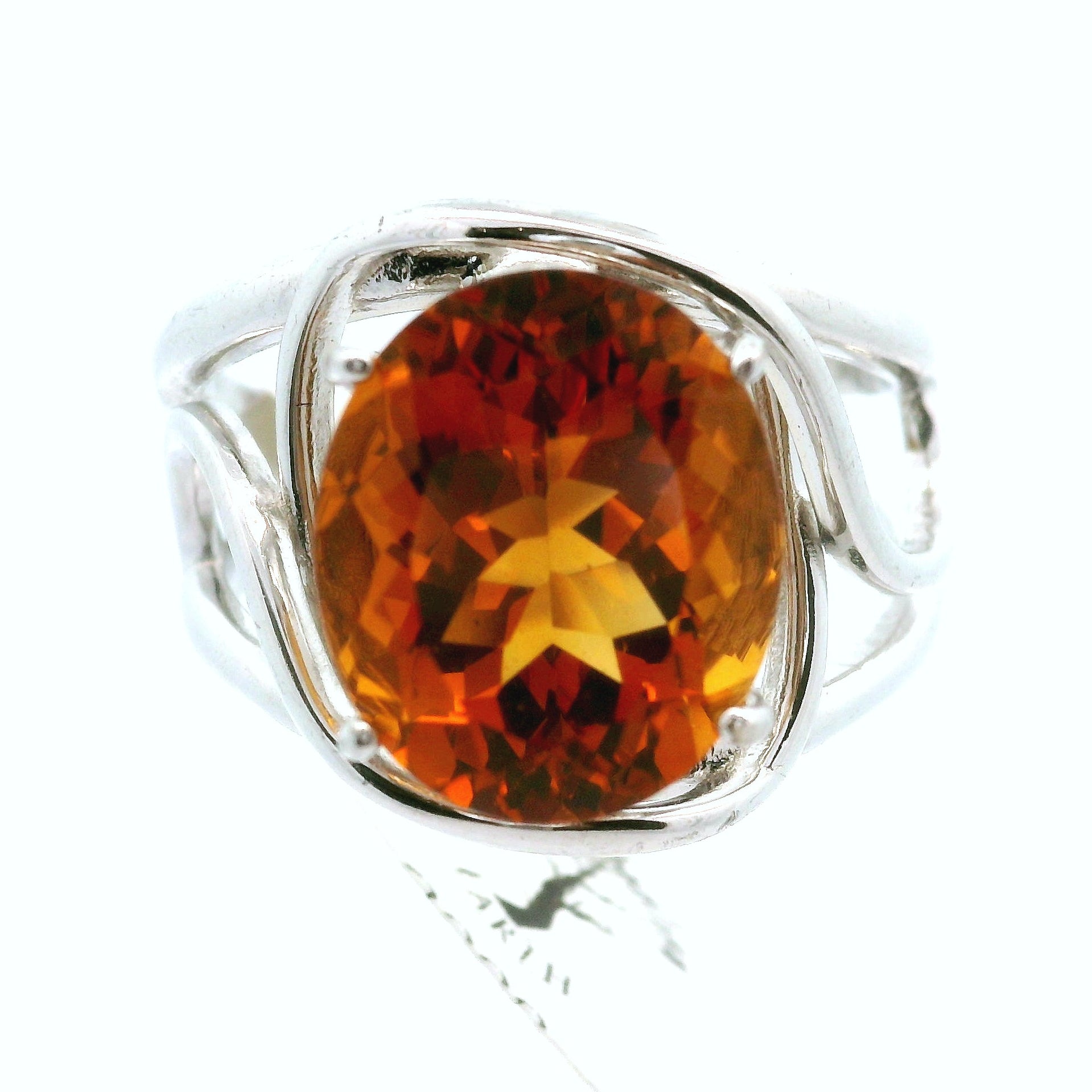 Citrine Fancy Cut Cuff Rings .925 Silver for Abundance, Good Luck and Positivity