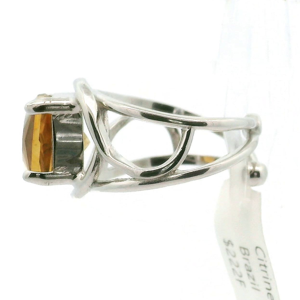 Citrine Fancy Cut Cuff Rings .925 Silver for Abundance, Good Luck and Positivity