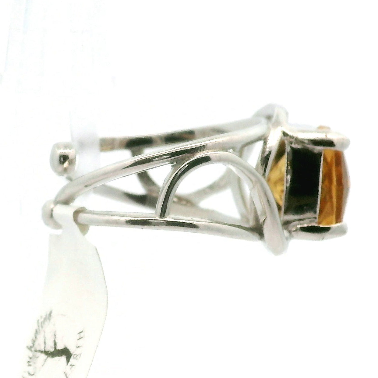 Citrine Fancy Cut Cuff Rings .925 Silver for Abundance, Good Luck and Positivity