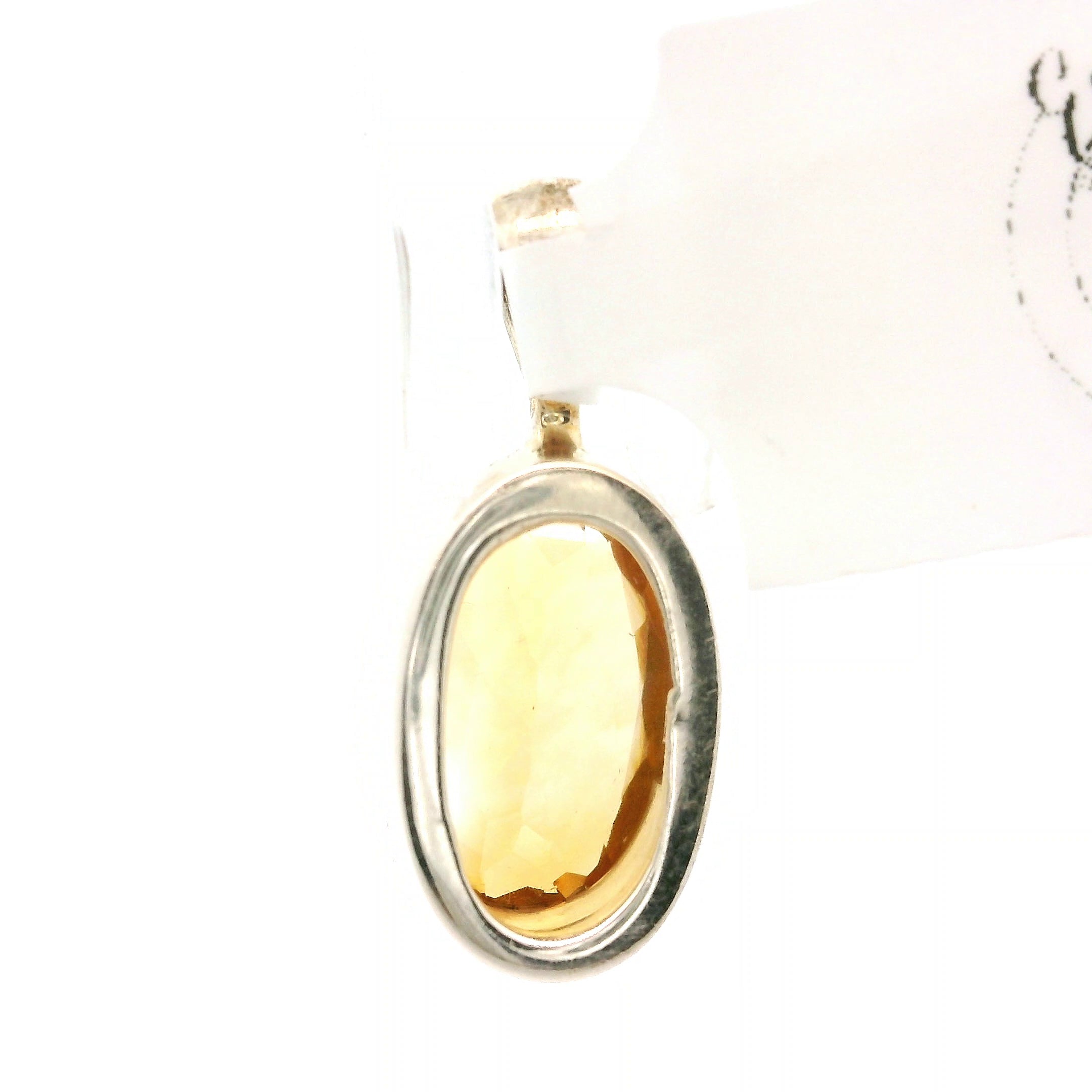 Citrine Faceted Pendant .925 Silver for Abundance, Good Luck and Positivity