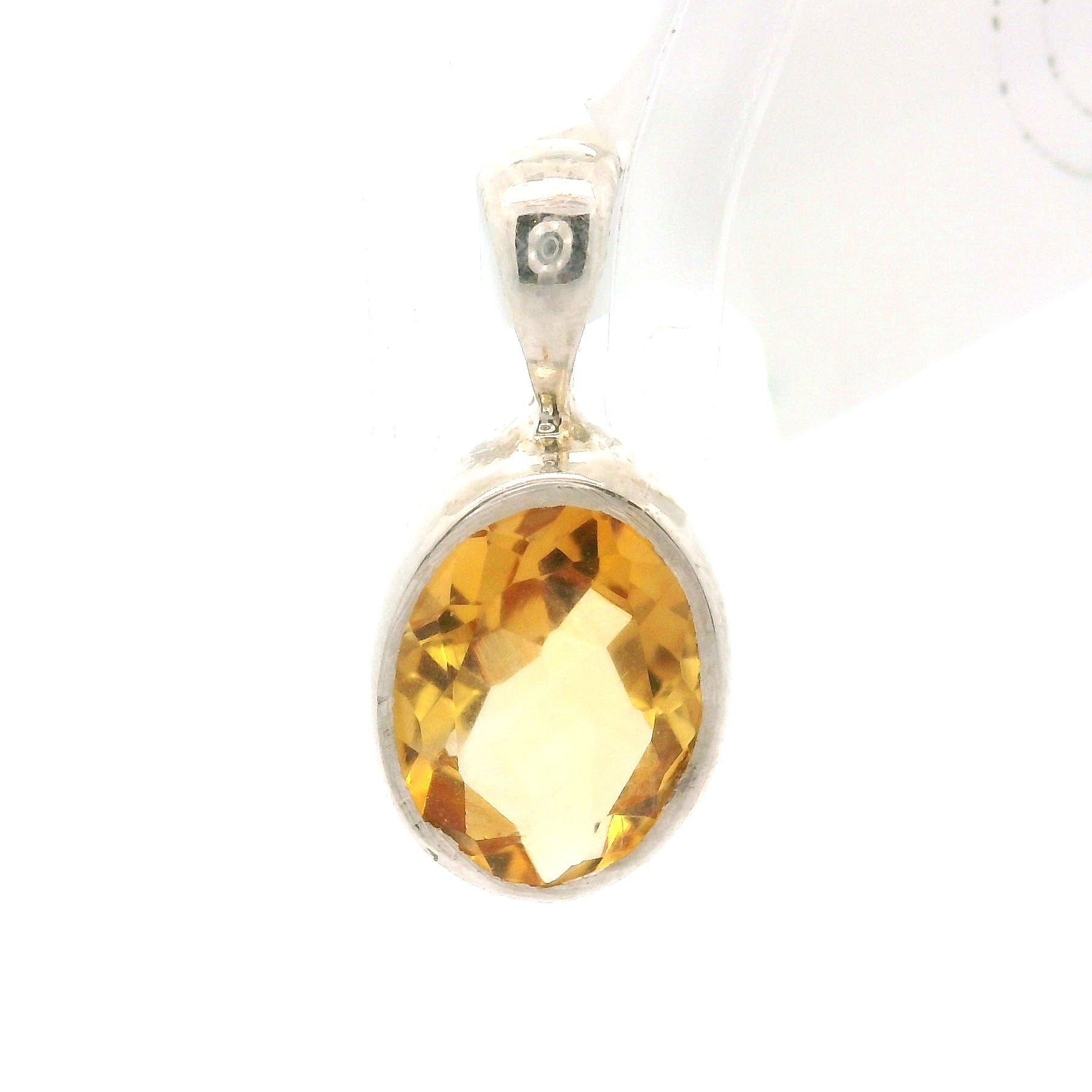 Citrine Faceted Pendant .925 Silver for Abundance, Good Luck and Positivity