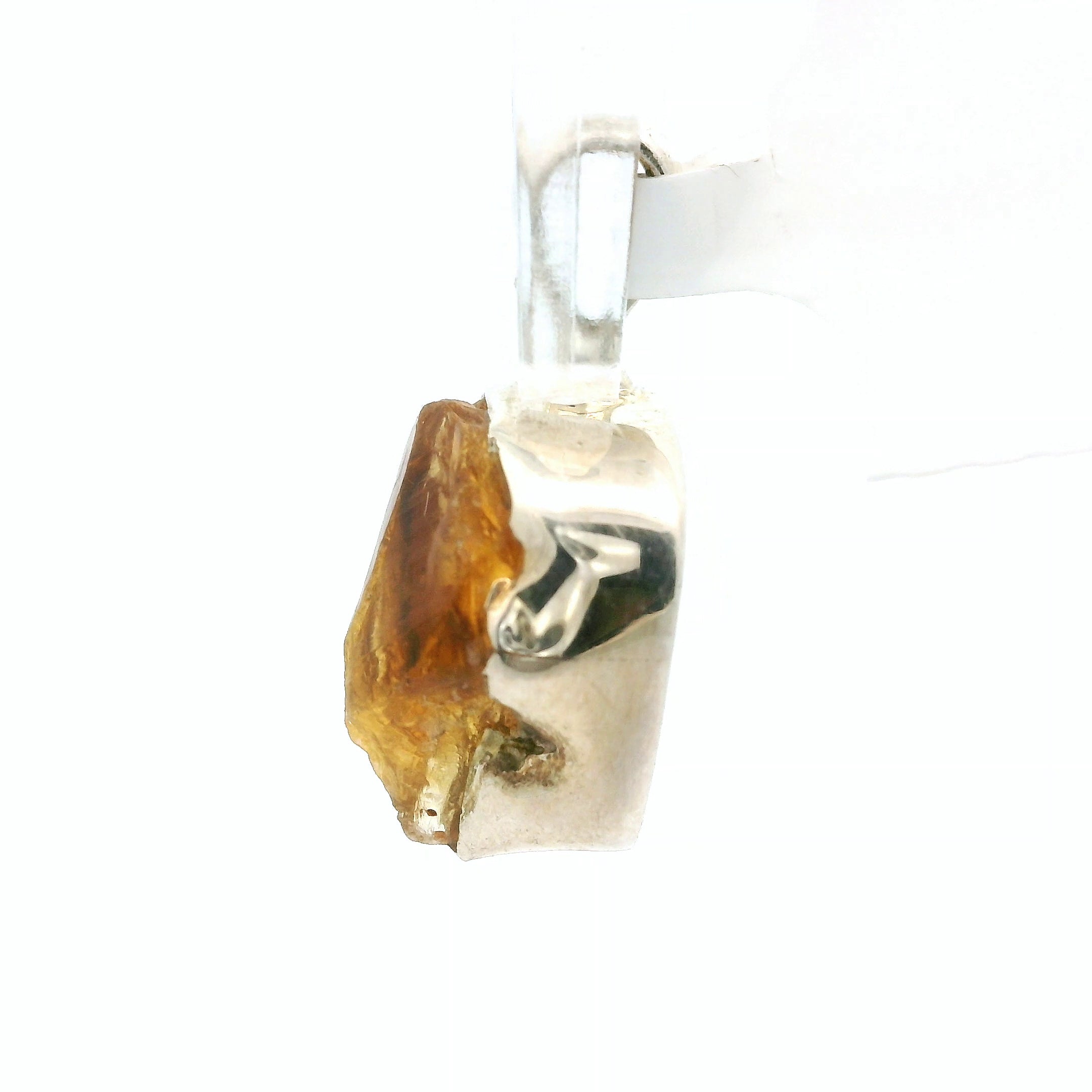 Raw Citrine Pendant .925 Silver for Abundance, Good Luck and Positivity