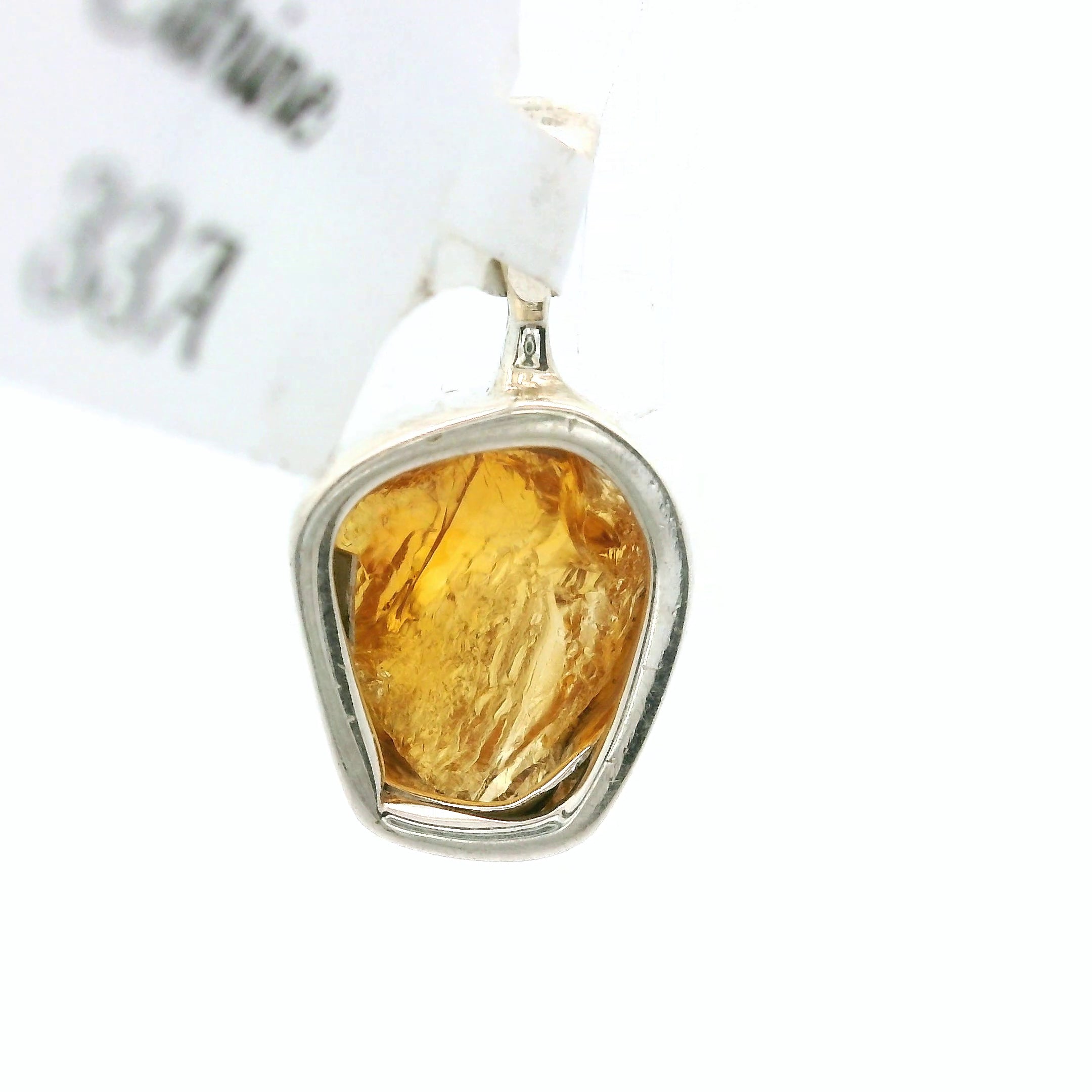 Raw Citrine Pendant .925 Silver for Abundance, Good Luck and Positivity