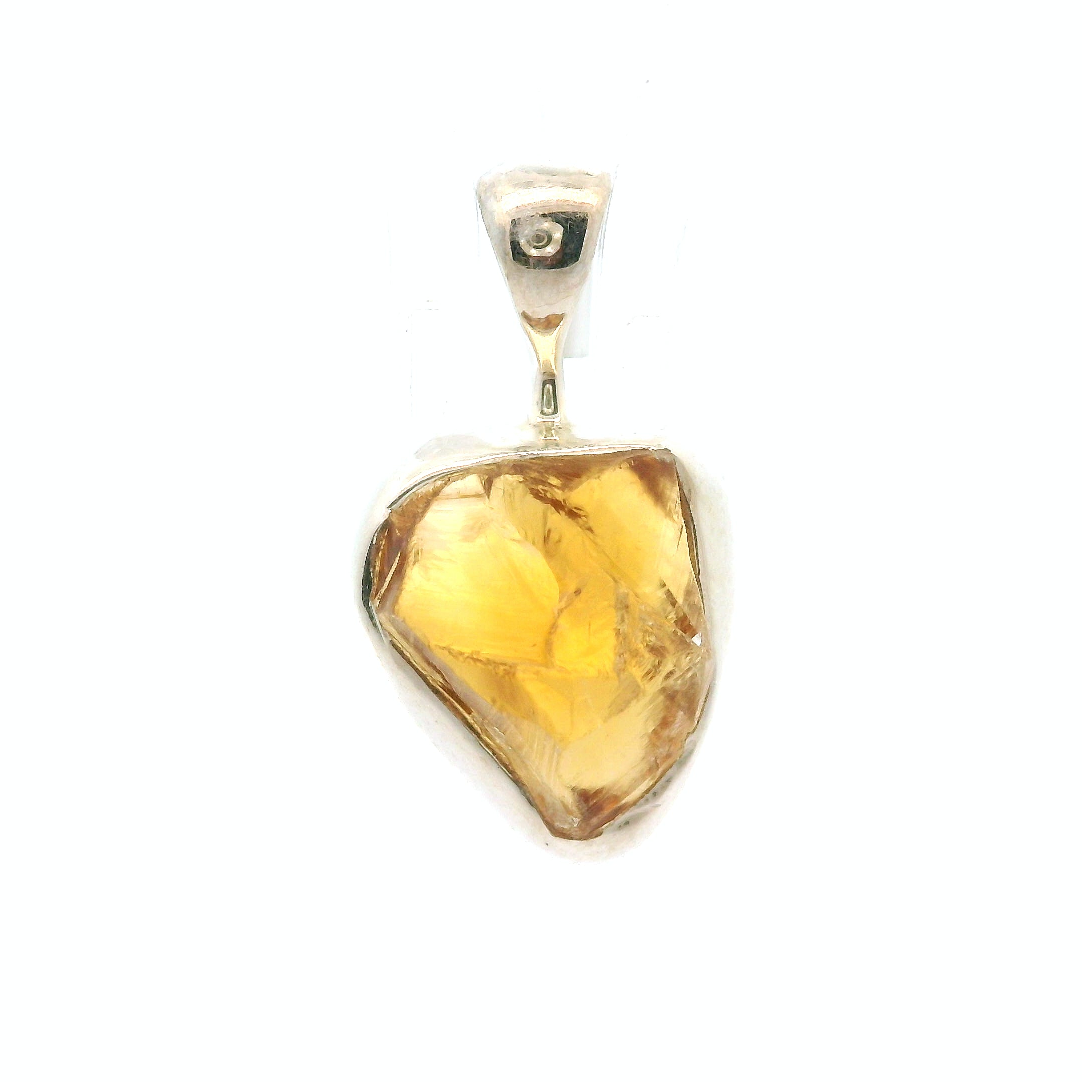 Raw Citrine Pendant .925 Silver for Abundance, Good Luck and Positivity