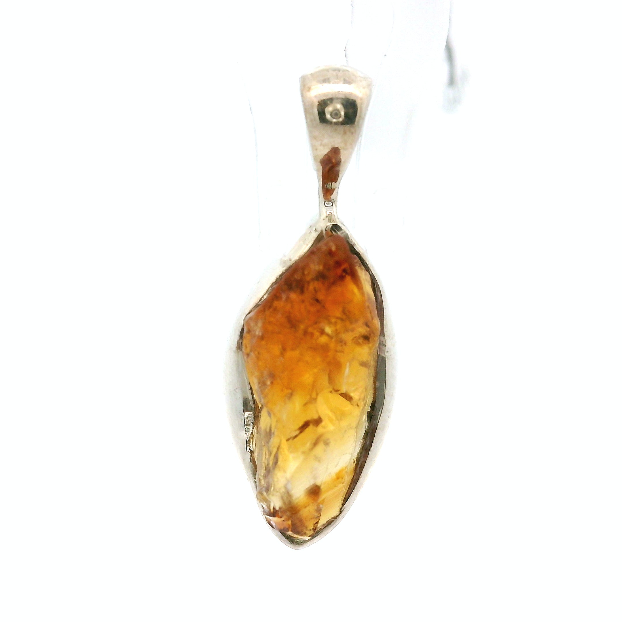 Raw Citrine Pendant .925 Silver for Abundance, Good Luck and Positivity