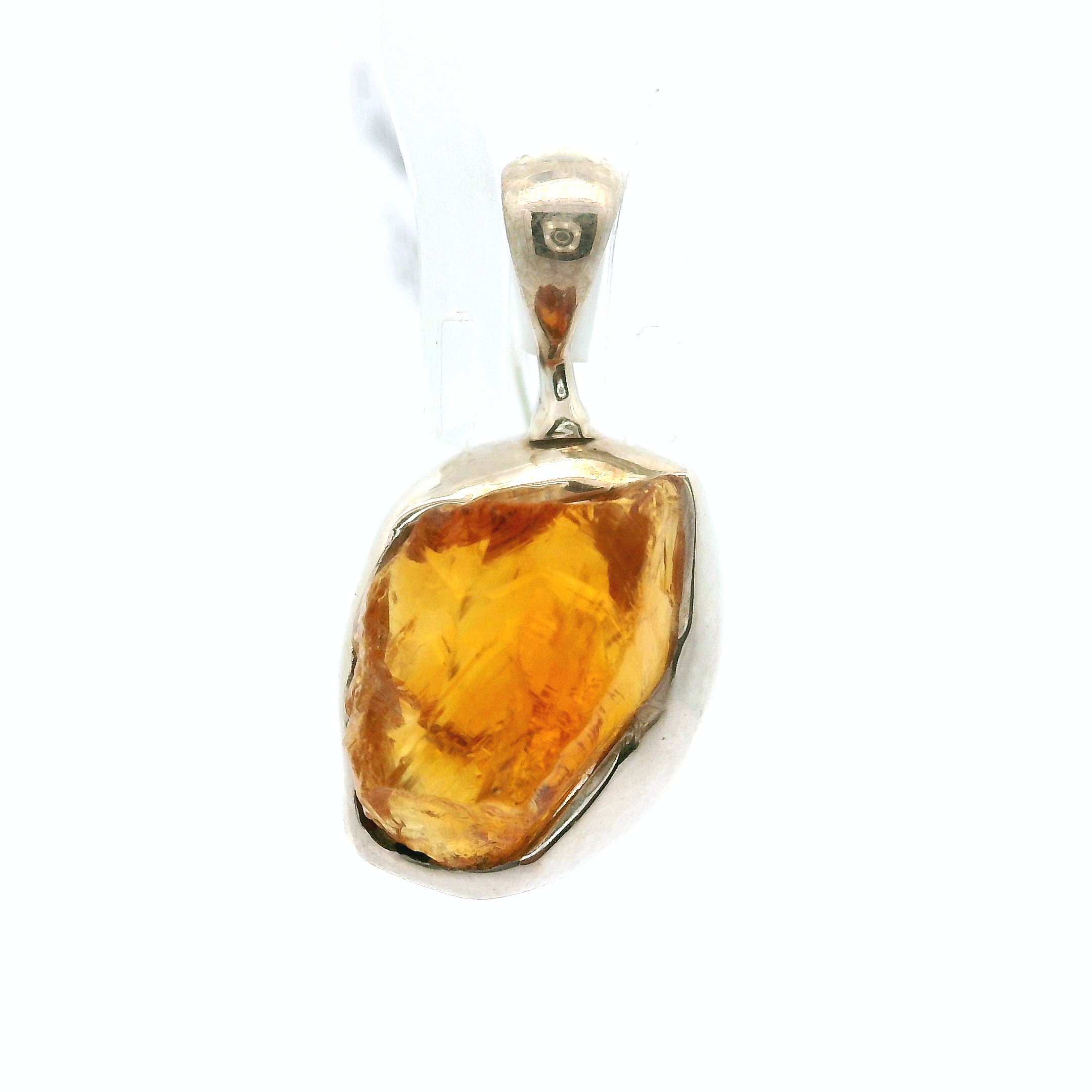 Raw Citrine Pendant .925 Silver for Abundance, Good Luck and Positivity