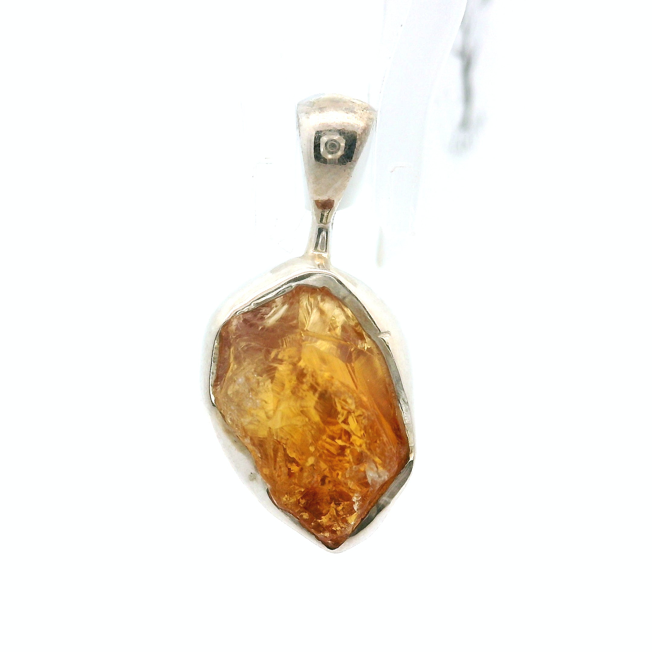Raw Citrine Pendant .925 Silver for Abundance, Good Luck and Positivity