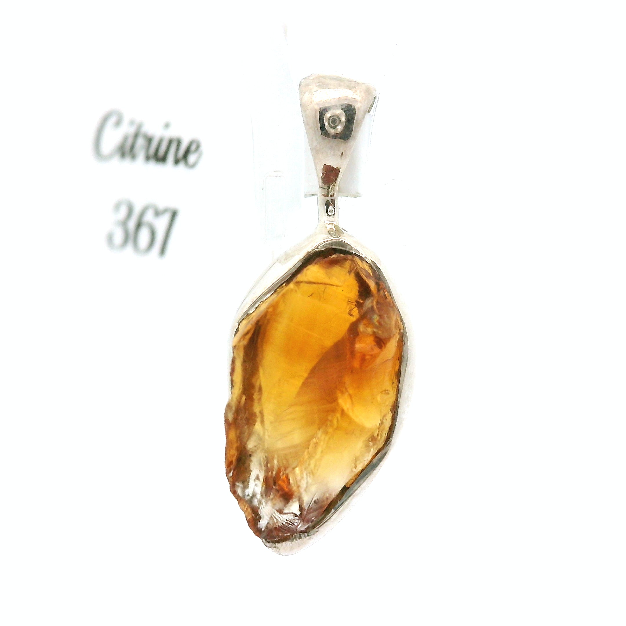 Raw Citrine Pendant .925 Silver for Abundance, Good Luck and Positivity
