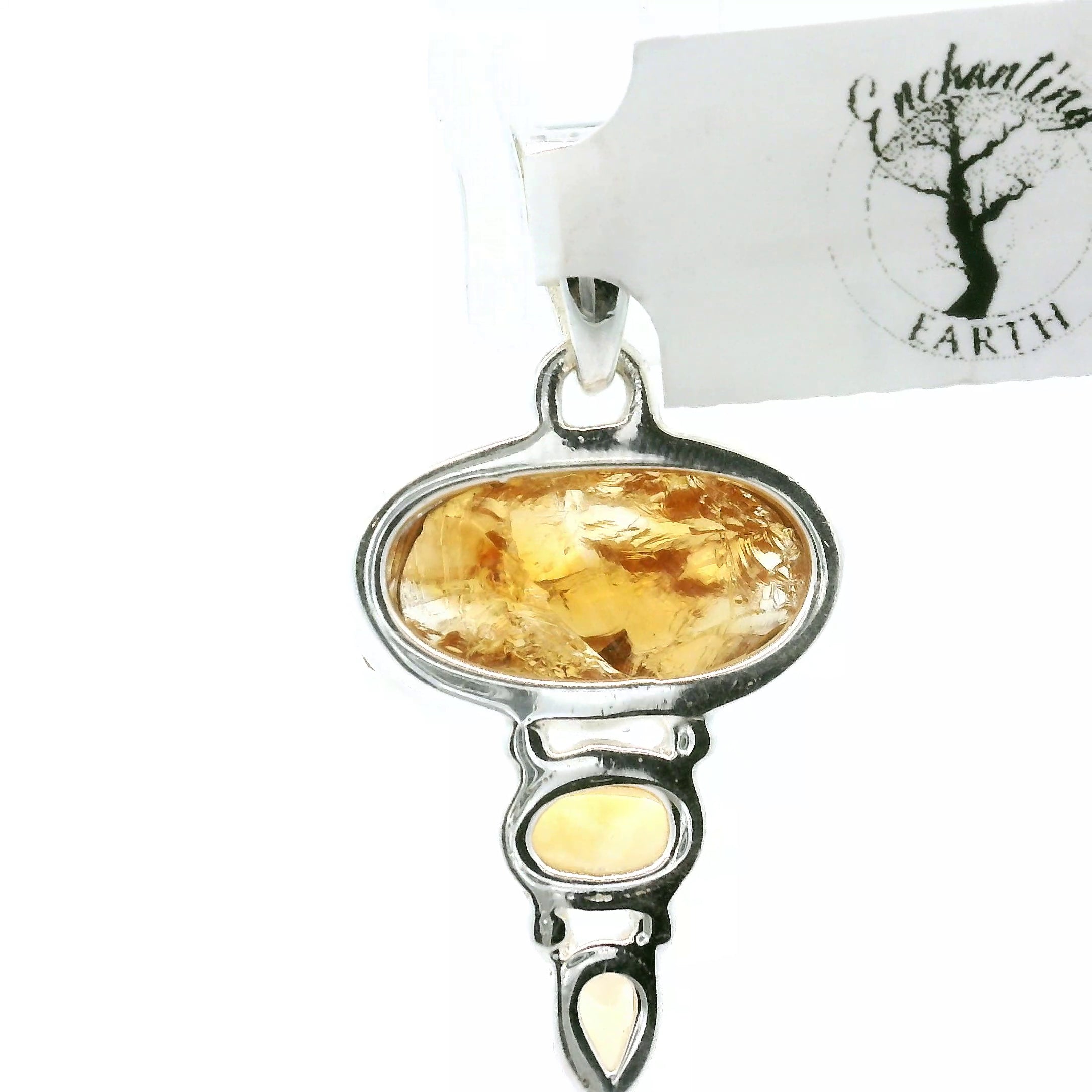Citrine Multi-Stone Pendant .925 Silver for Abundance, Good Luck and Positivity