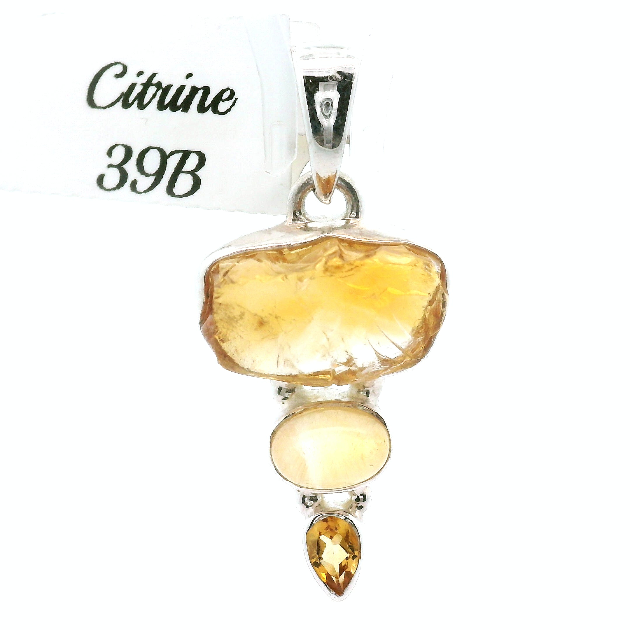 Citrine Multi-Stone Pendant .925 Silver for Abundance, Good Luck and Positivity