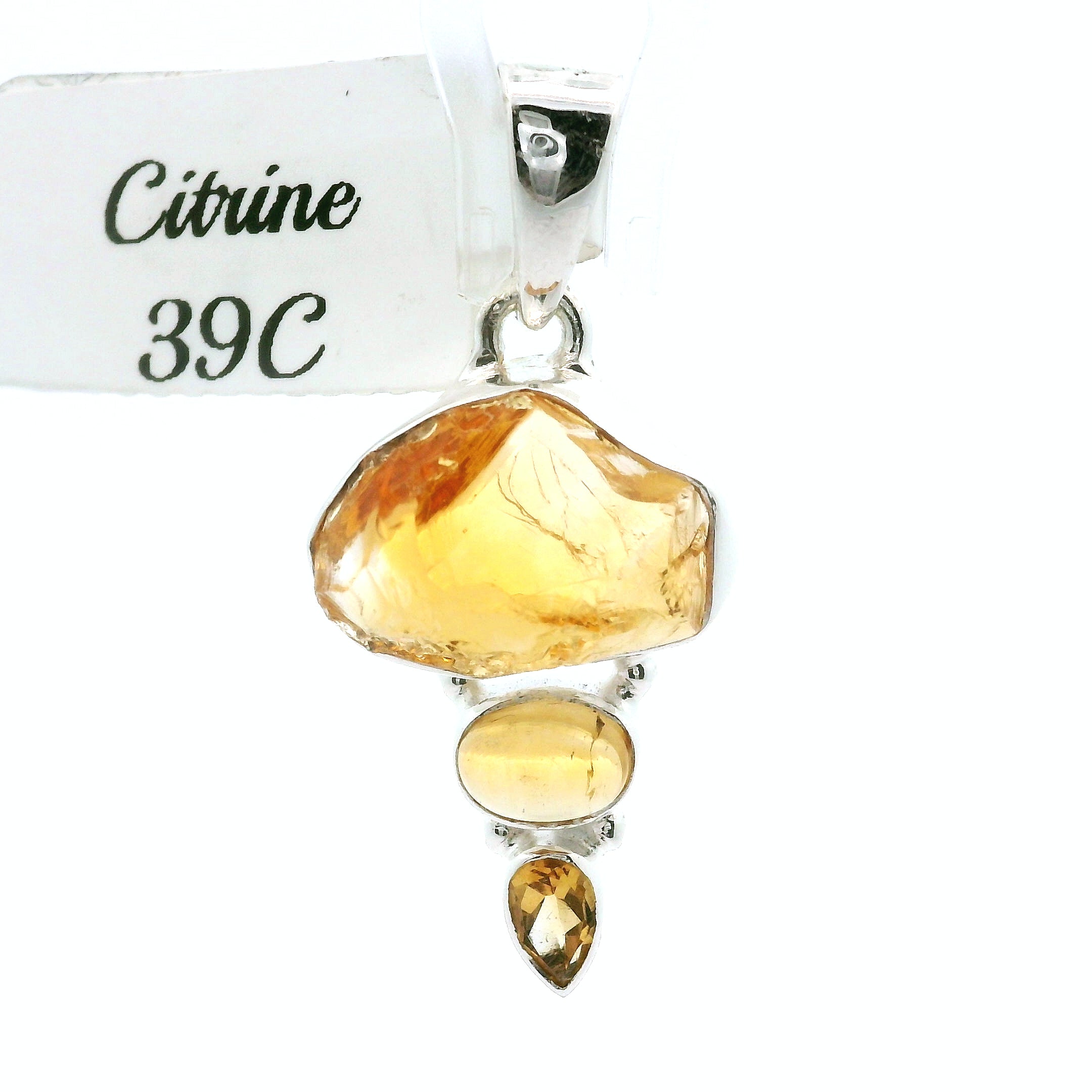 Citrine Multi-Stone Pendant .925 Silver for Abundance, Good Luck and Positivity