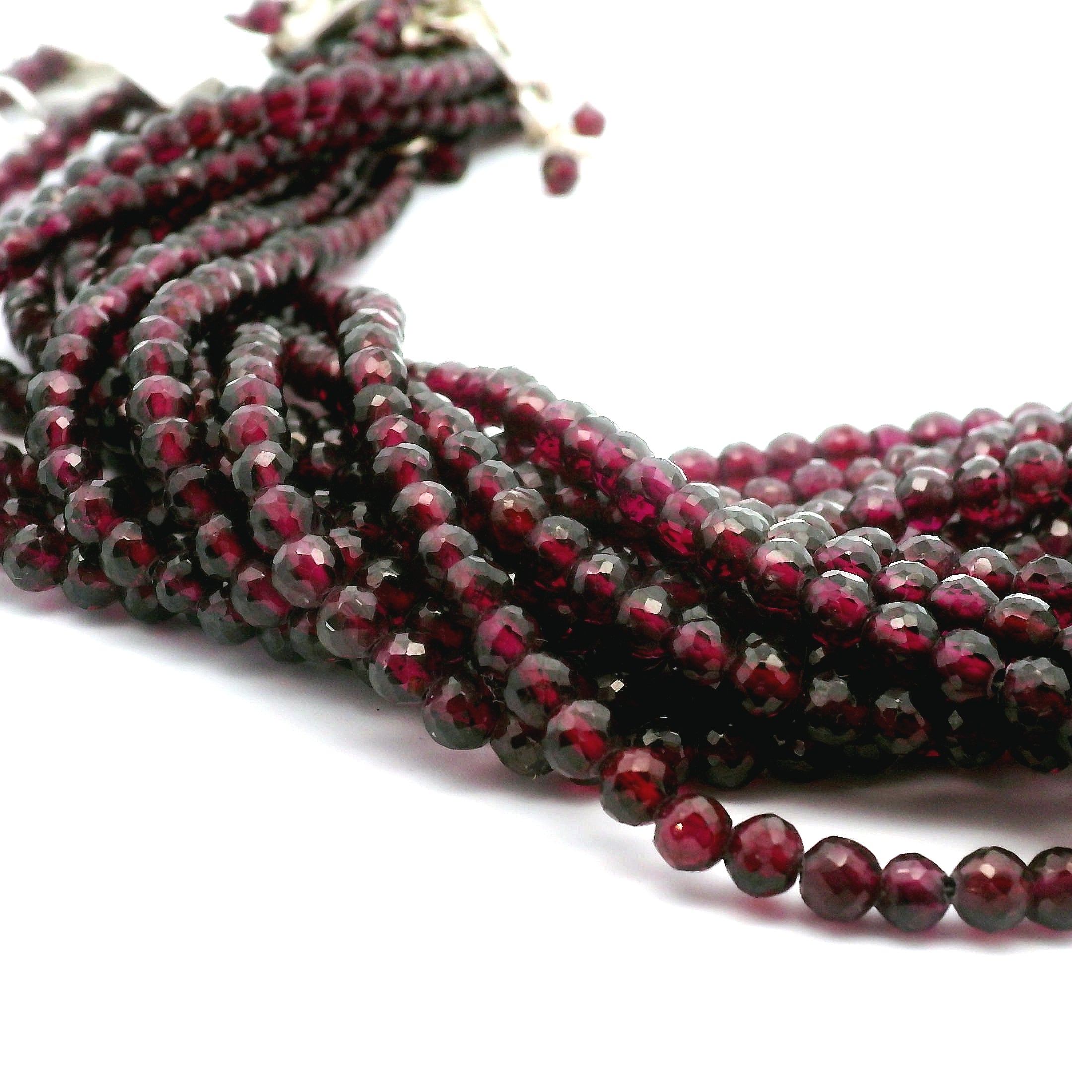 Rhodolite Garnet Micro Faceted Necklace 925 Silver for Manifesting Love and Success in your Career, Protection and Wealth