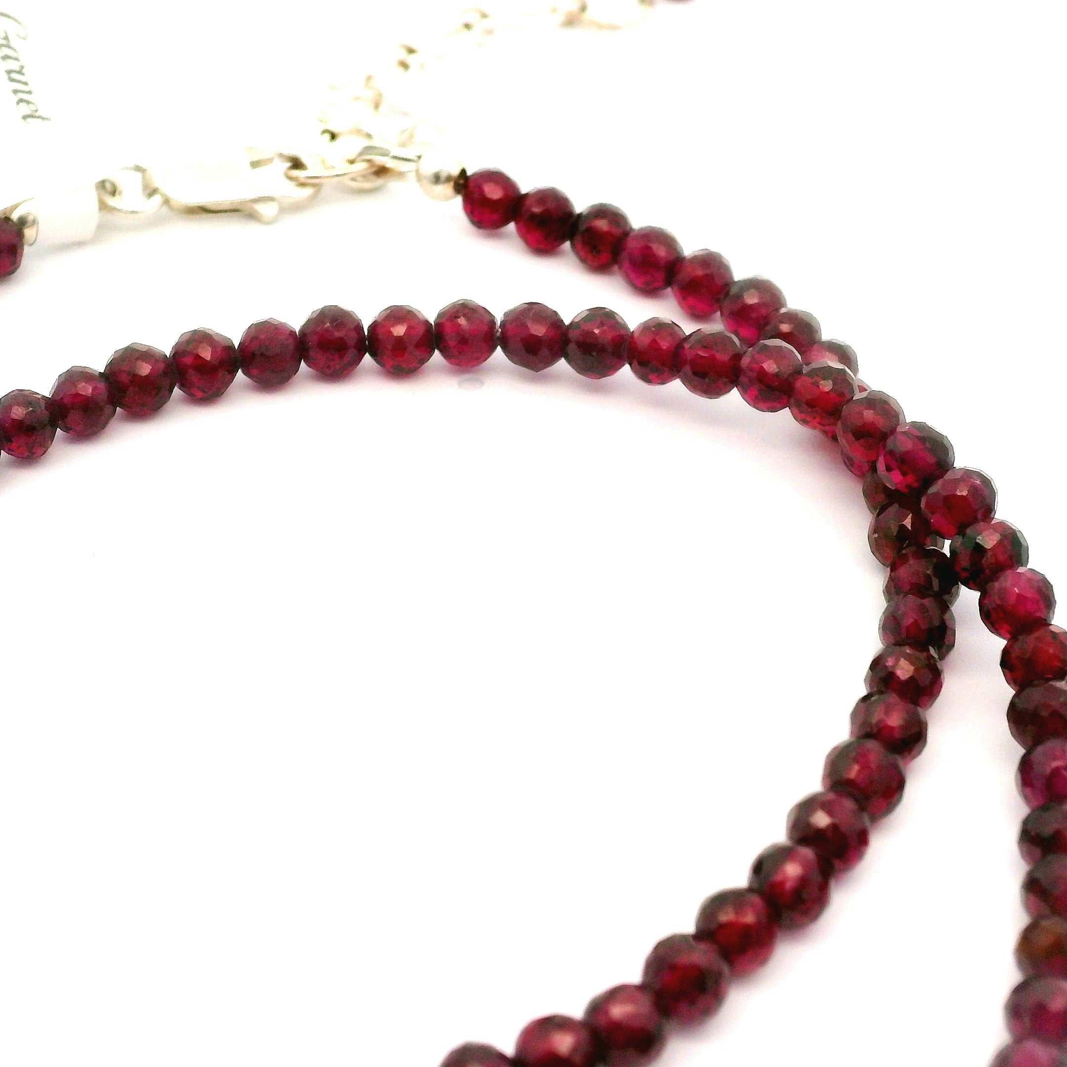 Rhodolite Garnet Micro Faceted Necklace 925 Silver for Manifesting Love and Success in your Career, Protection and Wealth