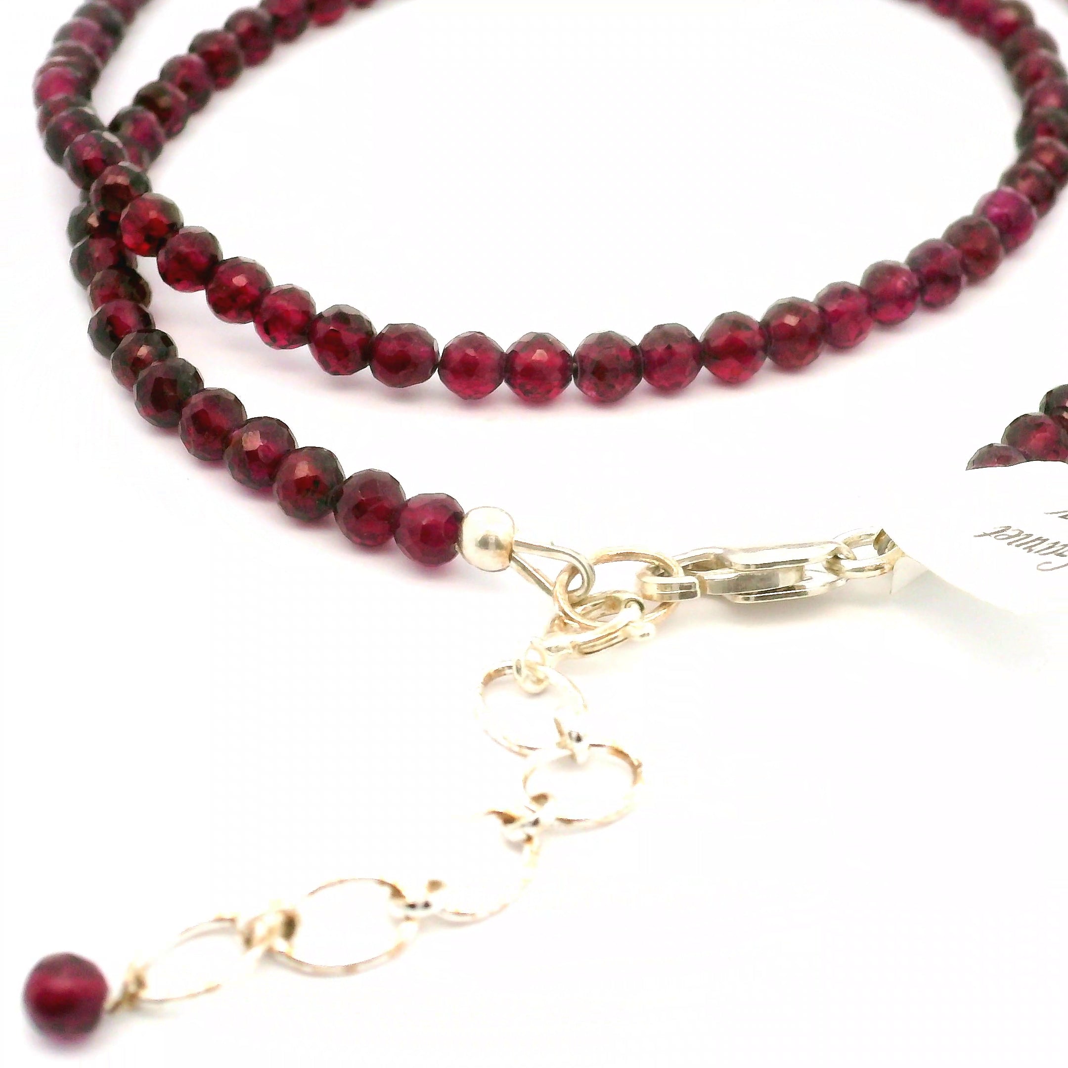 Rhodolite Garnet Micro Faceted Necklace 925 Silver for Manifesting Love and Success in your Career, Protection and Wealth