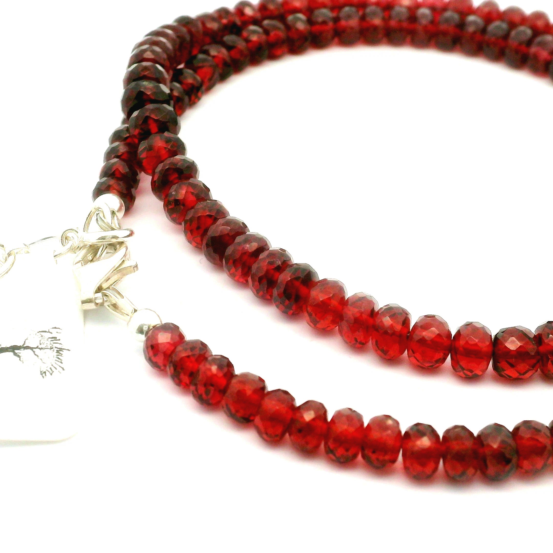 Garnet Micro Faceted Rondelle Necklace 925 Silver for Manifesting Love and Success in your Career, Protection and Wealth
