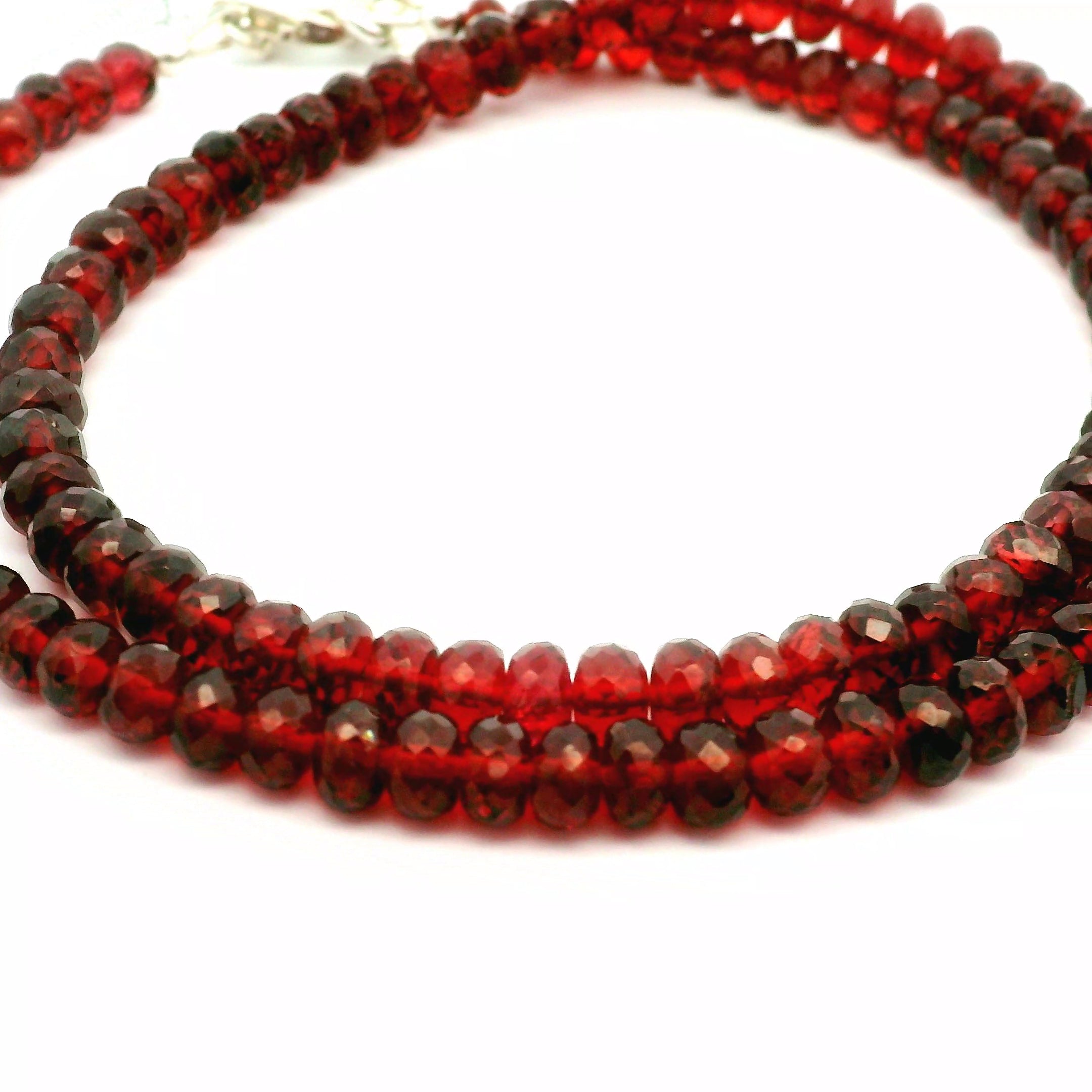 Garnet Micro Faceted Rondelle Necklace 925 Silver for Manifesting Love and Success in your Career, Protection and Wealth