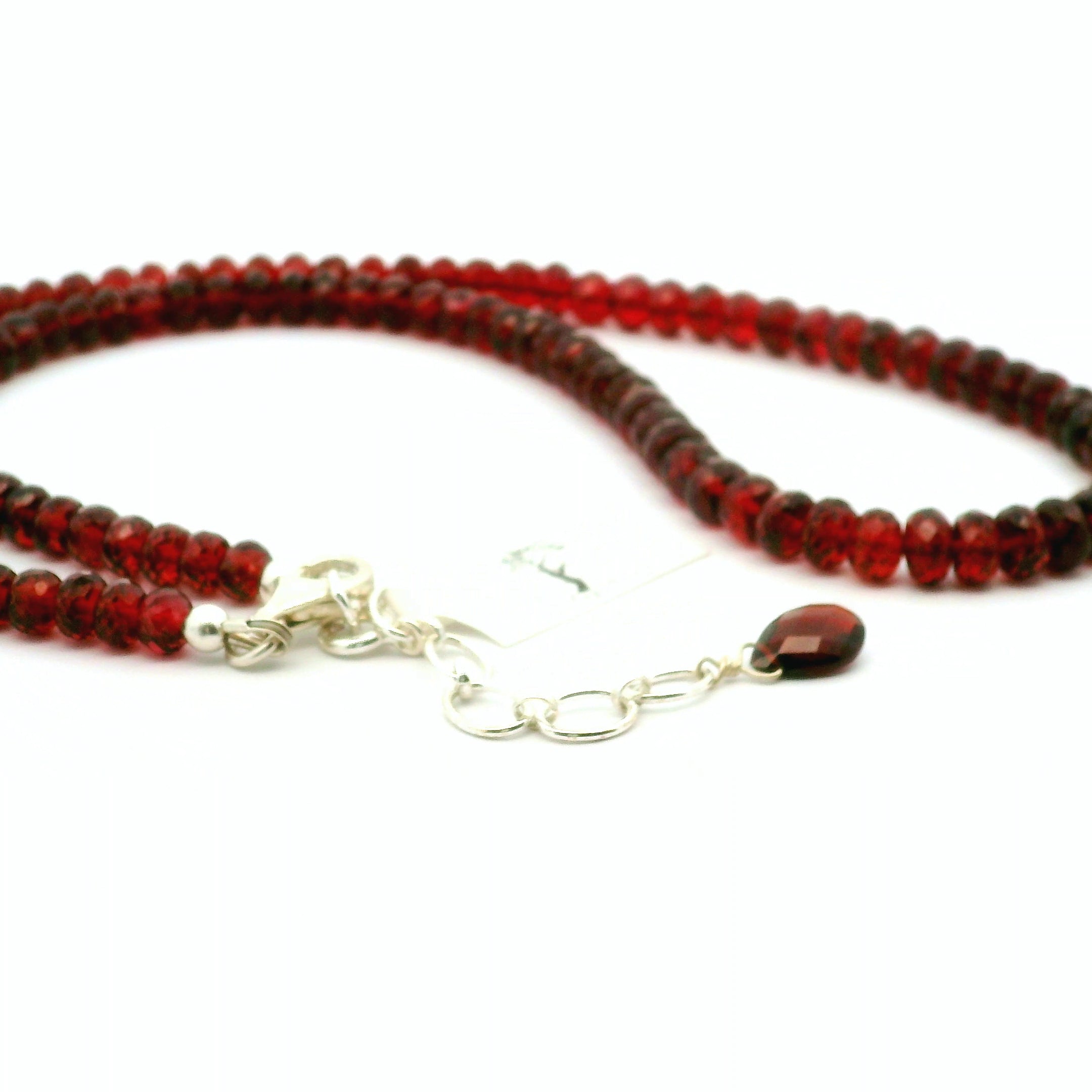 Garnet Micro Faceted Rondelle Necklace 925 Silver for Manifesting Love and Success in your Career, Protection and Wealth