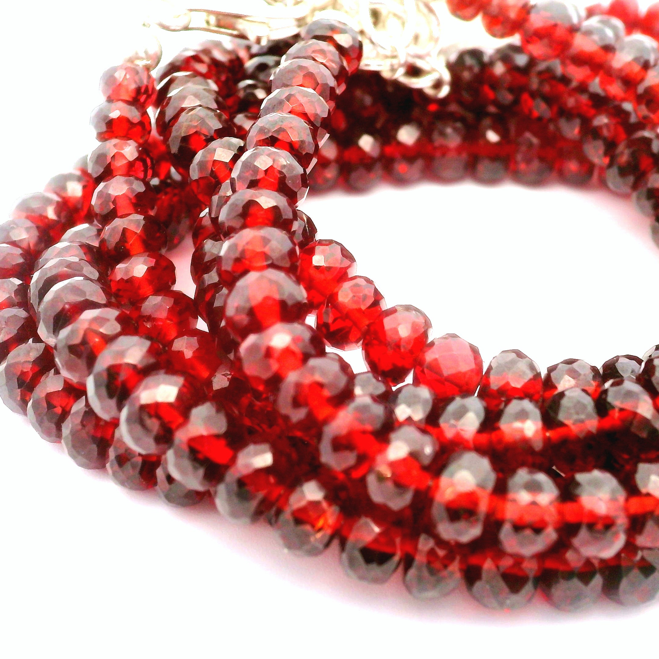 Garnet Micro Faceted Rondelle Necklace 925 Silver for Manifesting Love and Success in your Career, Protection and Wealth