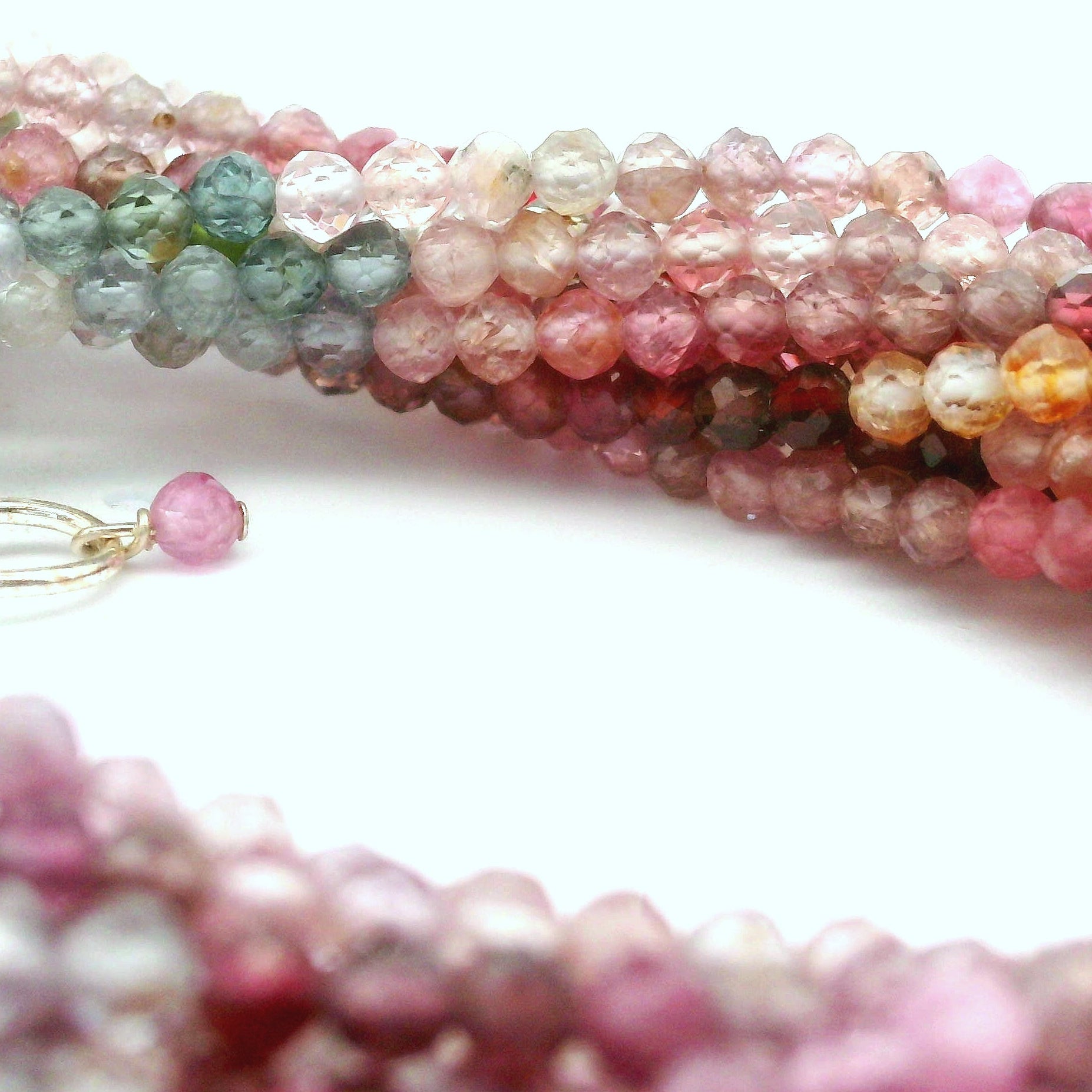 Multi Spinel Micro Faceted Necklace 925 Silver for Compassion & Loyalty