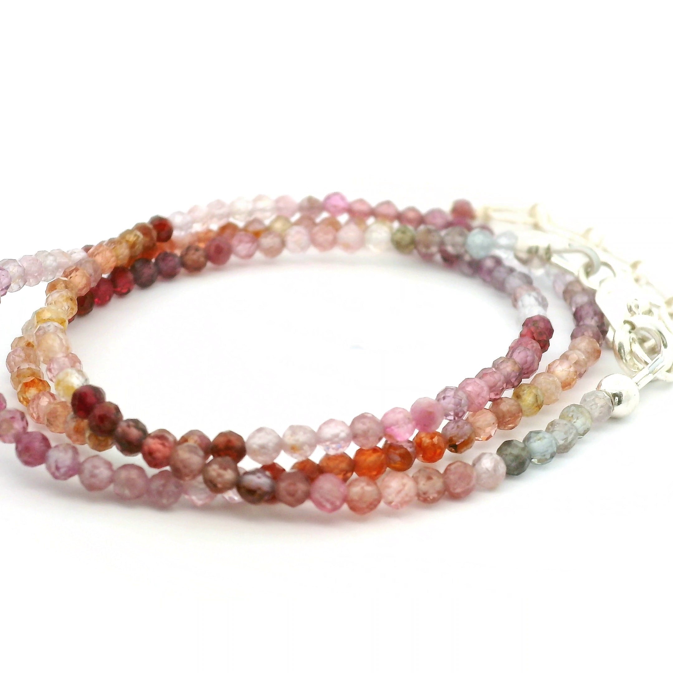 Multi Spinel Micro Faceted Necklace 925 Silver for Compassion & Loyalty