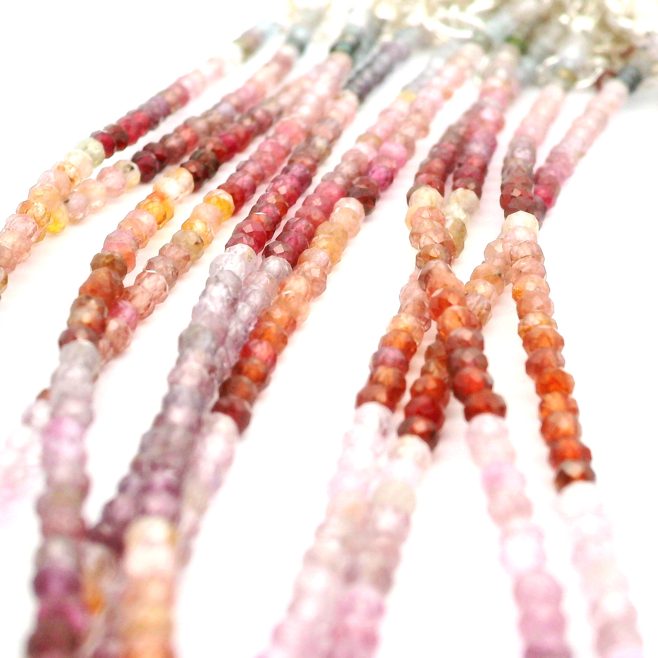 Multi Spinel Micro Faceted Necklace 925 Silver for Compassion & Loyalty