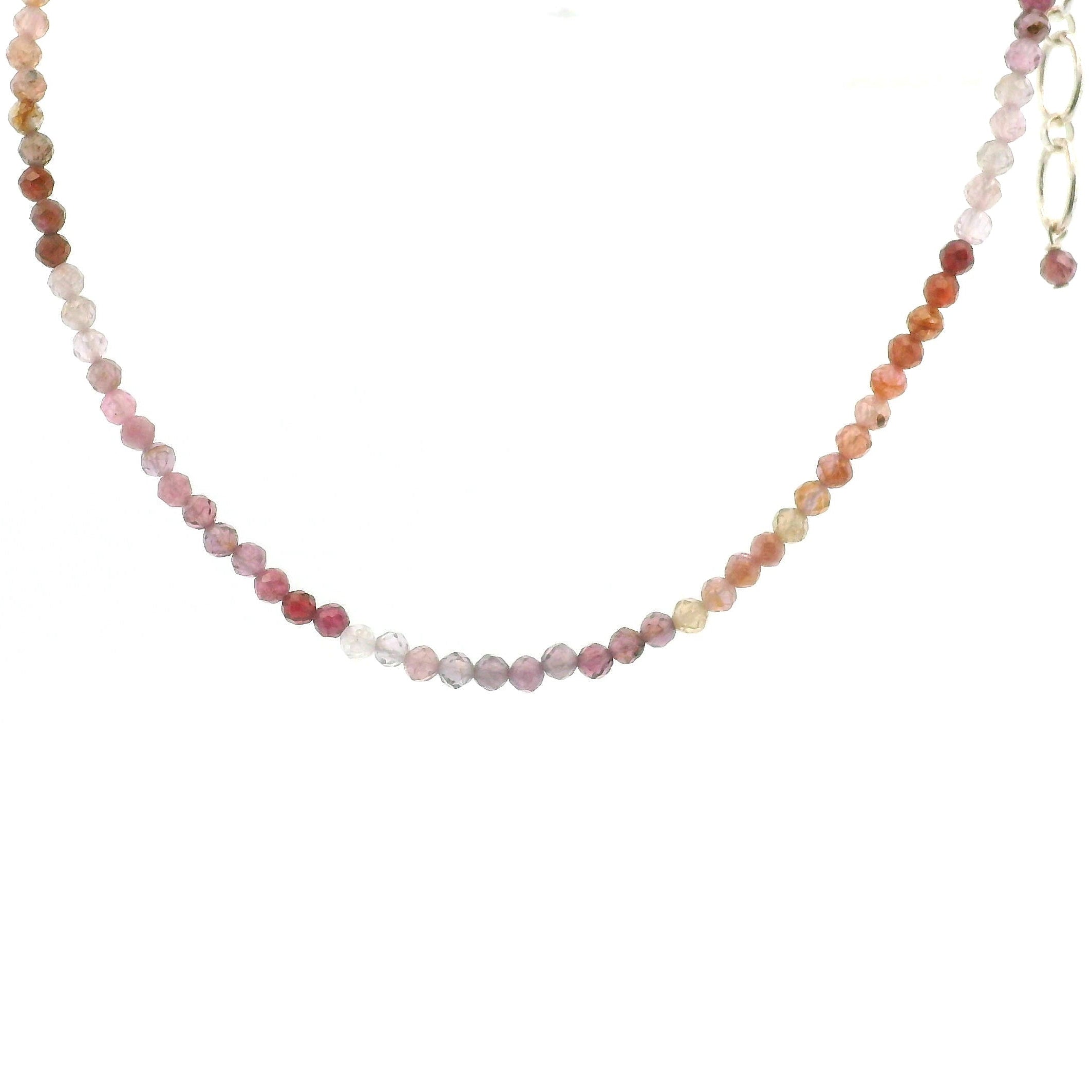Multi Spinel Micro Faceted Necklace 925 Silver for Compassion & Loyalty