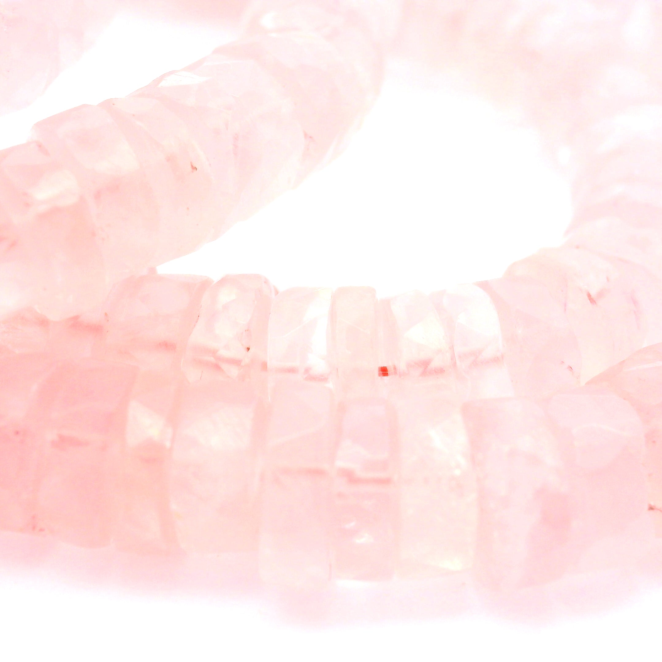 Rose Quartz Faceted Necklace 925 Silver for Compassion, Self Love and Releasing Emotional Barriers