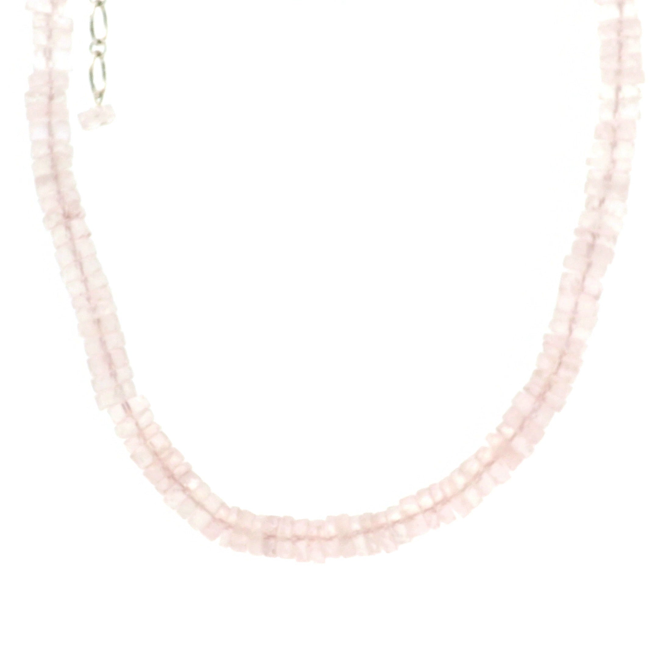 Rose Quartz Faceted Necklace 925 Silver for Compassion, Self Love and Releasing Emotional Barriers