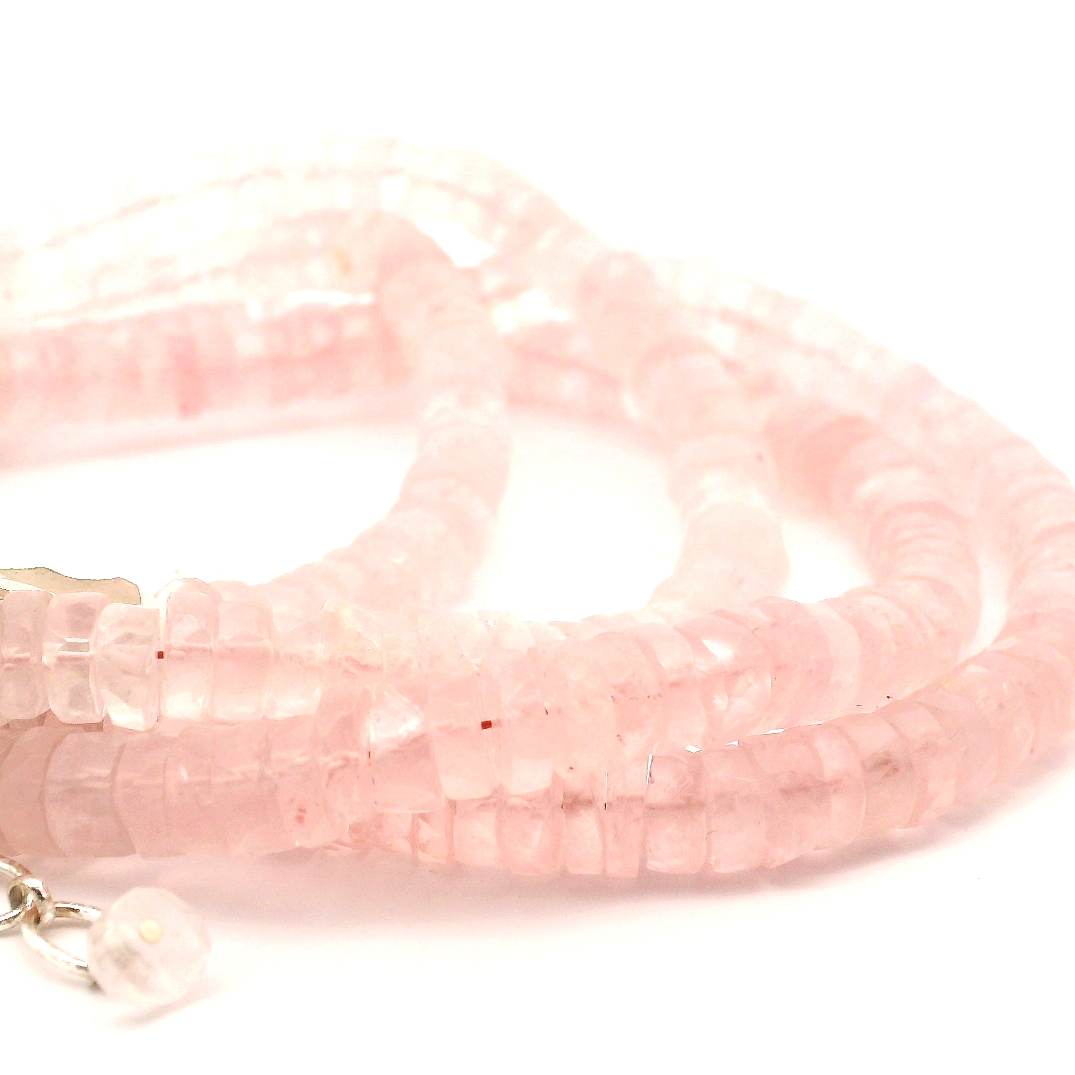 Rose Quartz Faceted Necklace 925 Silver for Compassion, Self Love and Releasing Emotional Barriers