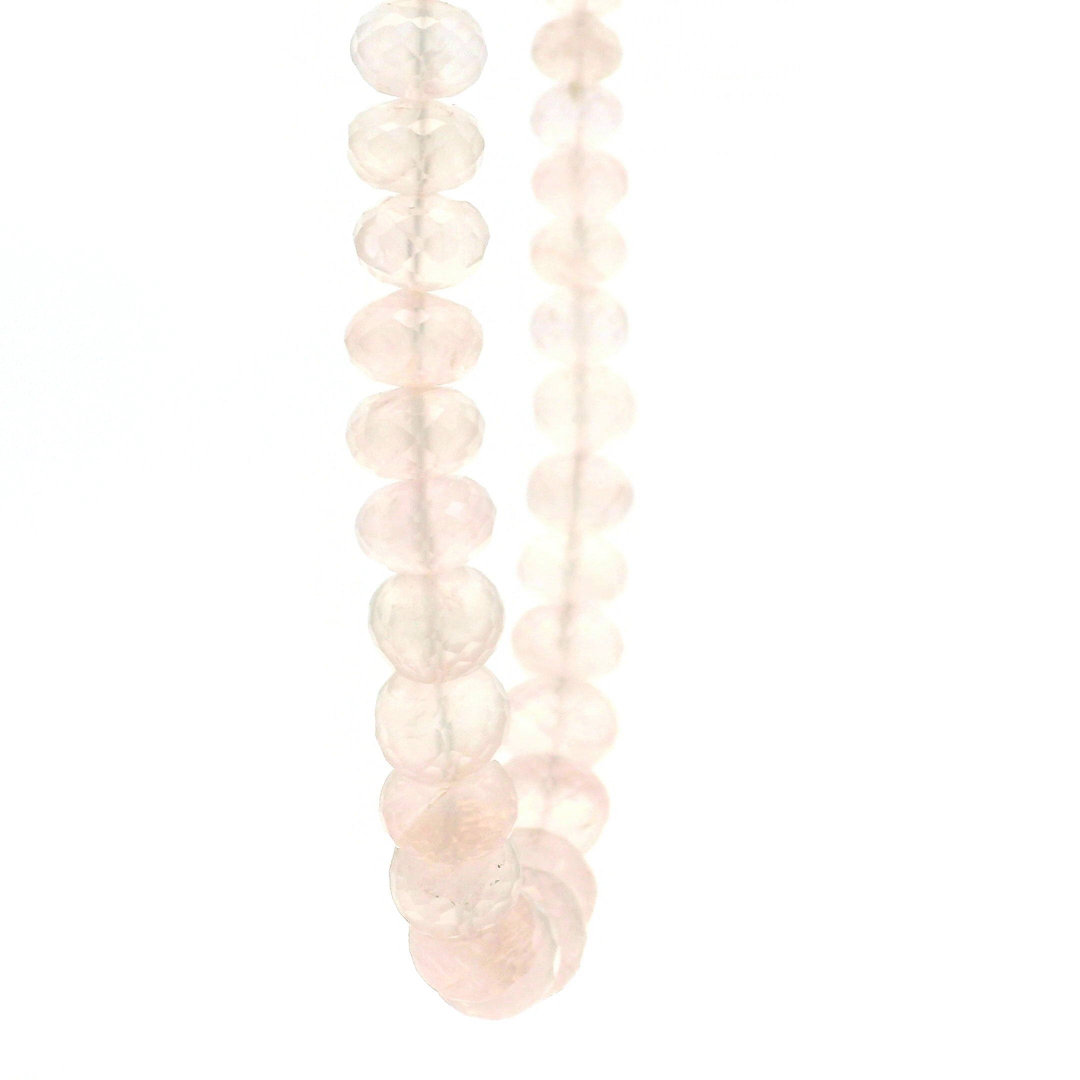 Rose Quartz Faceted Rondelle Necklace 925 Silver for Compassion, Self Love and Releasing Emotional Barriers