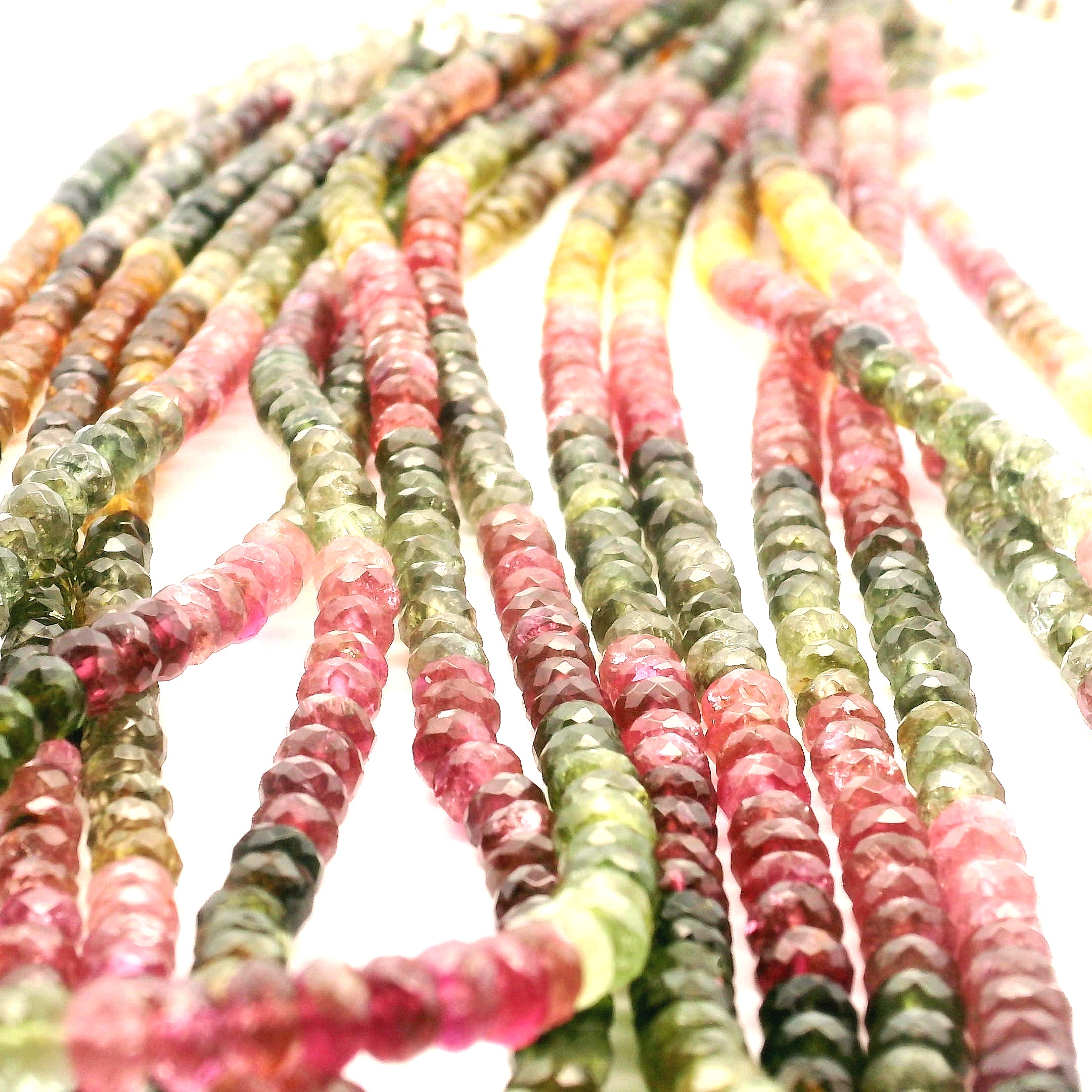 Multi Tourmaline Faceted Necklace 925 Silver for Harmony, Flow and Strength