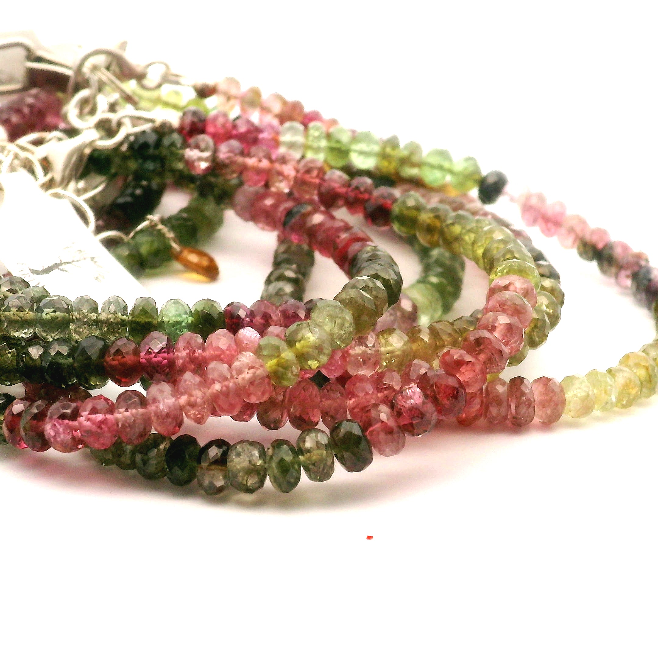 Multi Tourmaline Faceted Necklace 925 Silver for Harmony, Flow and Strength