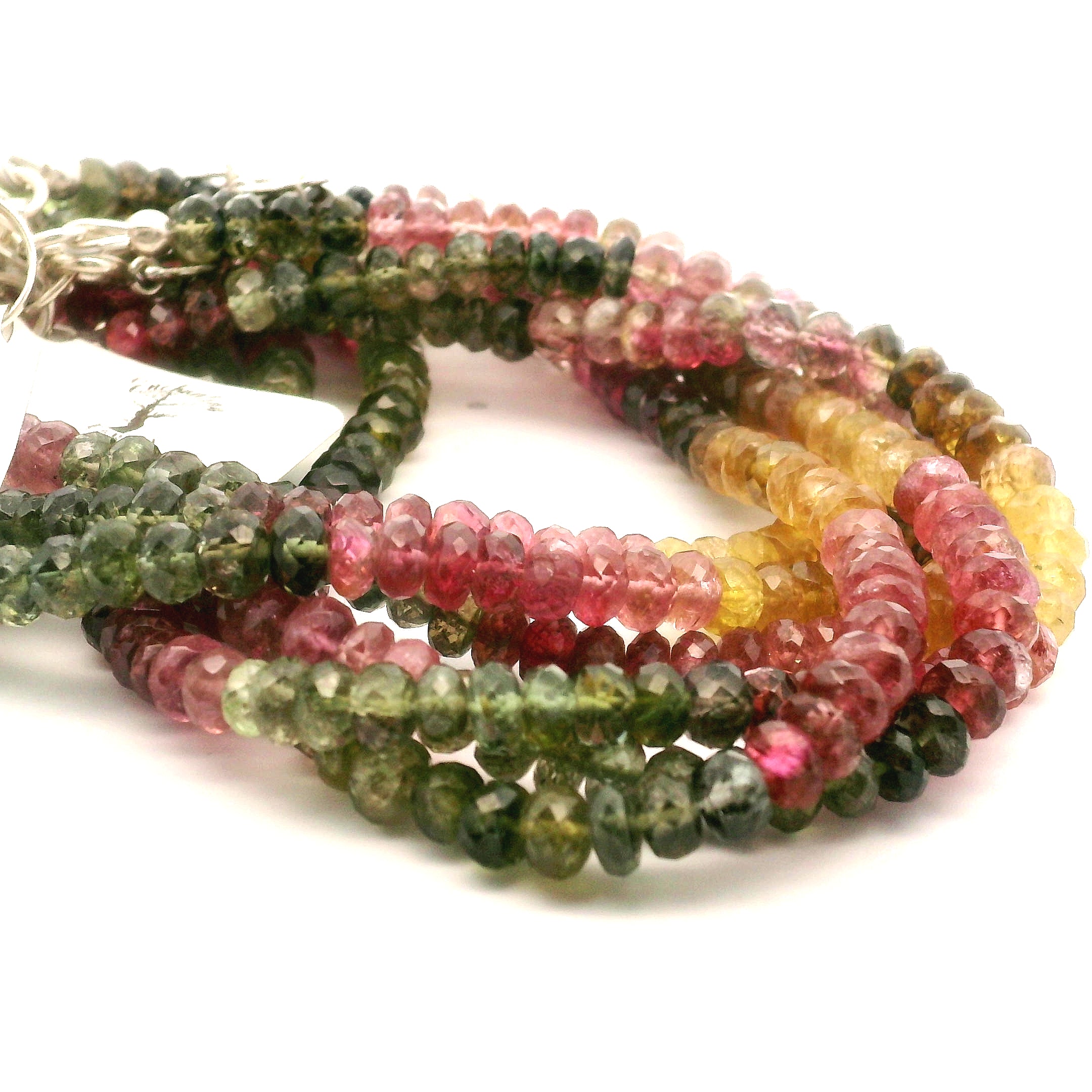 Multi Tourmaline Faceted Necklace 925 Silver for Harmony, Flow and Strength