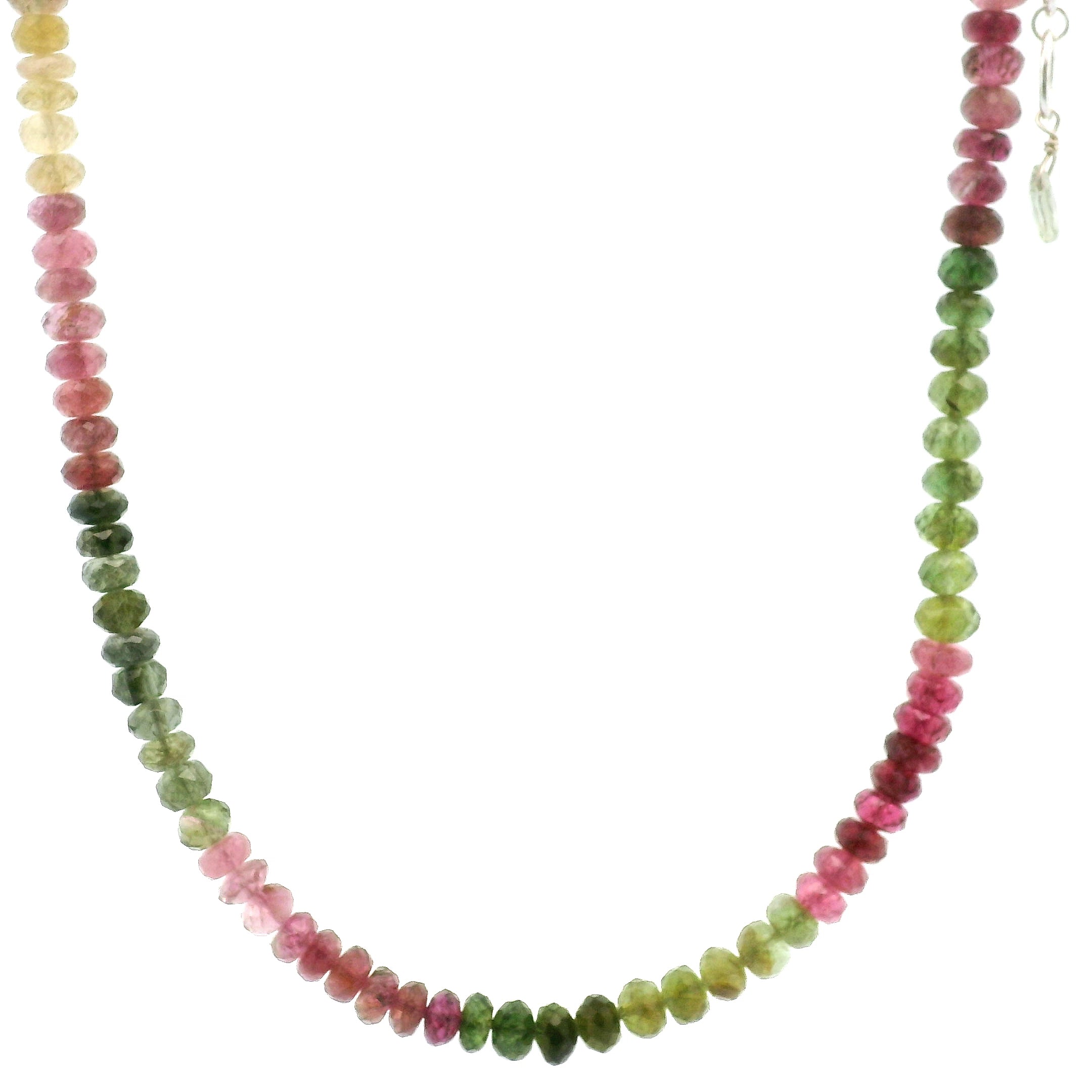 Multi Tourmaline Faceted Necklace 925 Silver for Harmony, Flow and Strength