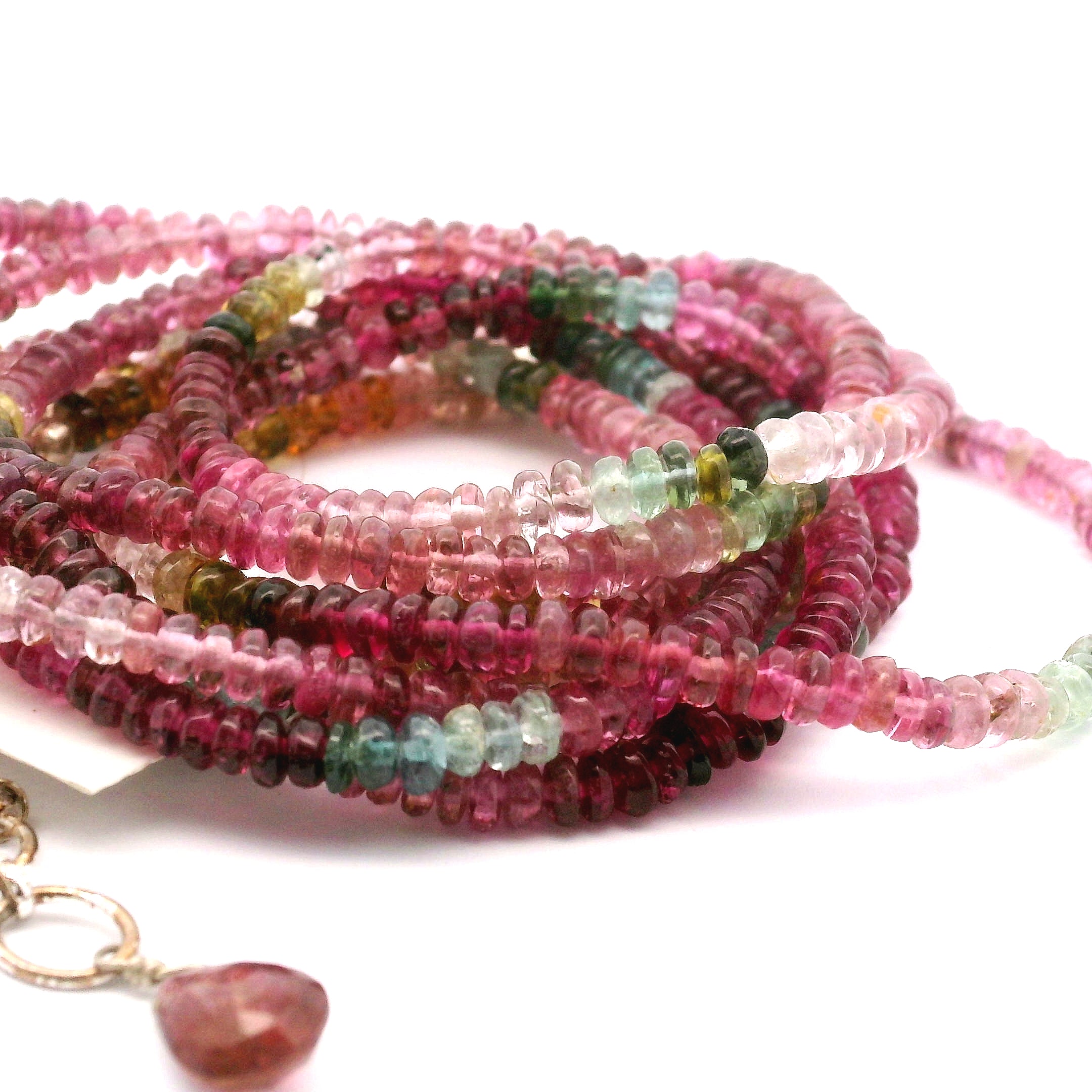 Multi Tourmaline Faceted Necklace 925 Silver for Harmony, Flow and Strength