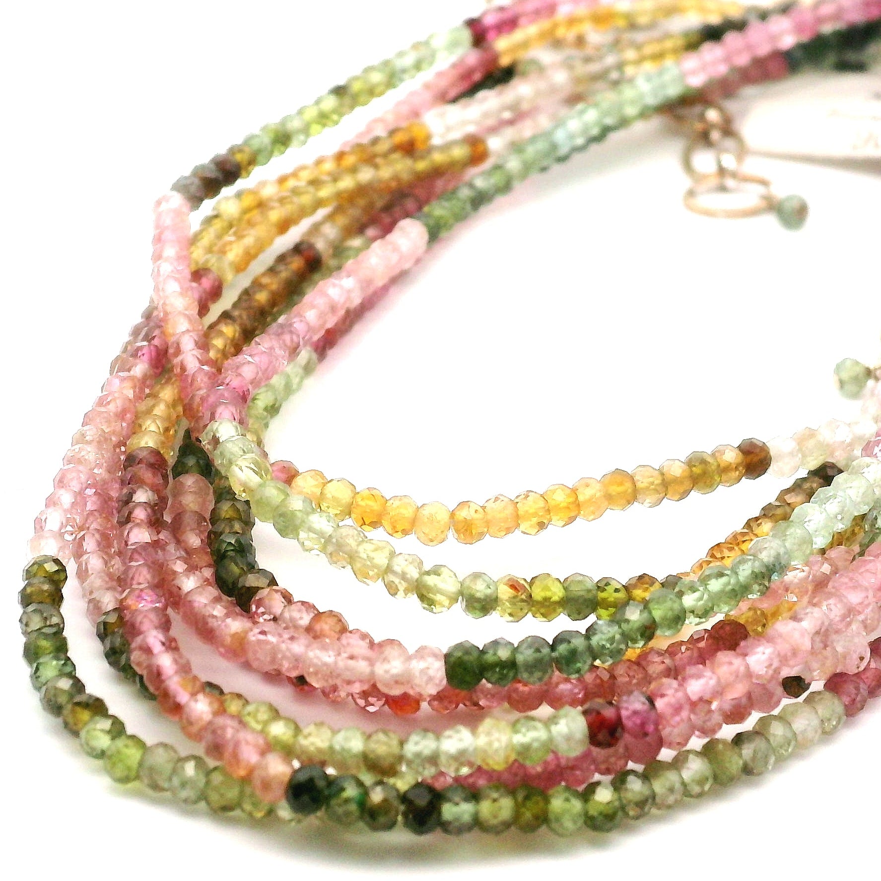 Multi Tourmaline Faceted Necklace 925 Silver for Harmony, Flow and Strength