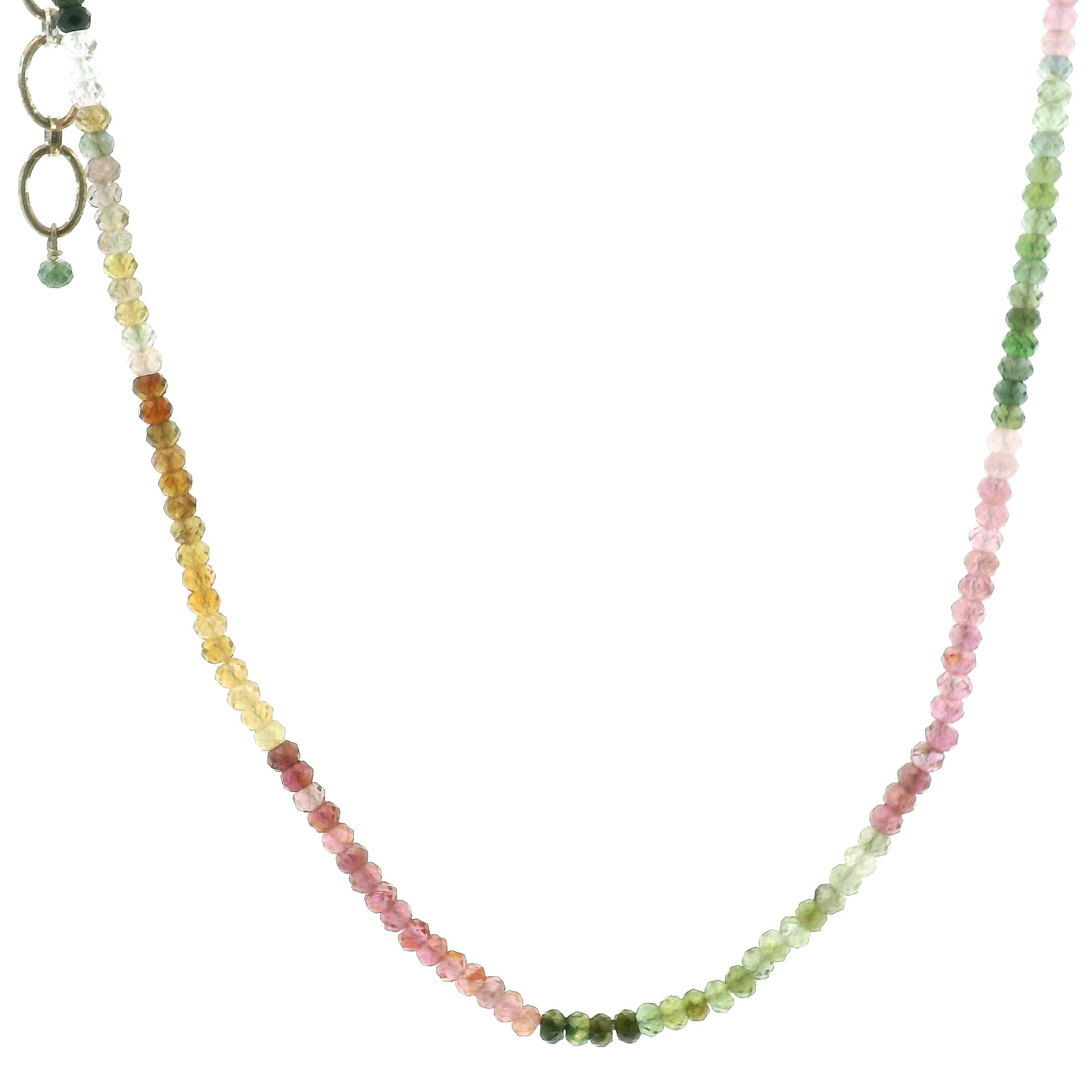 Multi Tourmaline Faceted Necklace 925 Silver for Harmony, Flow and Strength