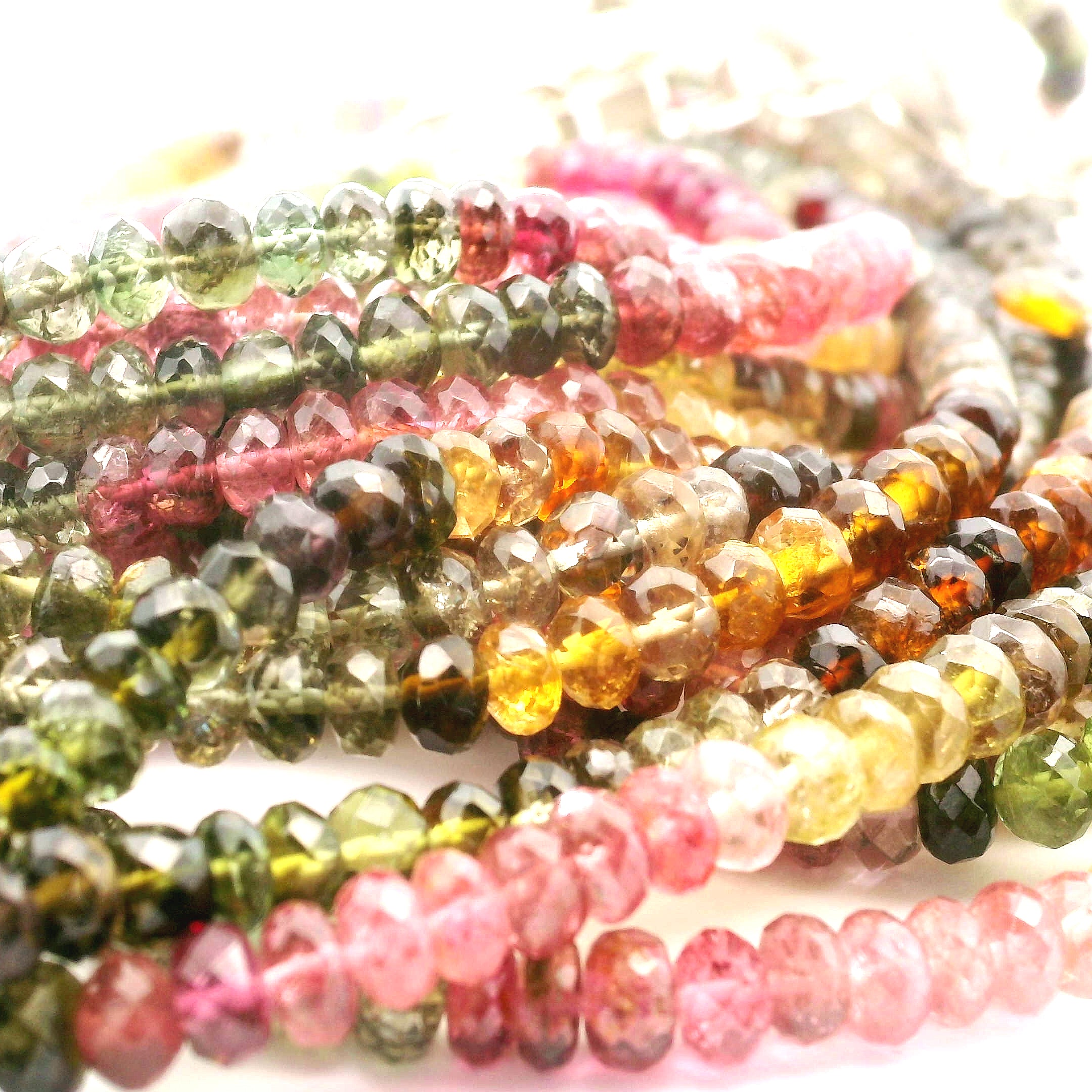 Multi Tourmaline Faceted Necklace 925 Silver for Harmony, Flow and Strength