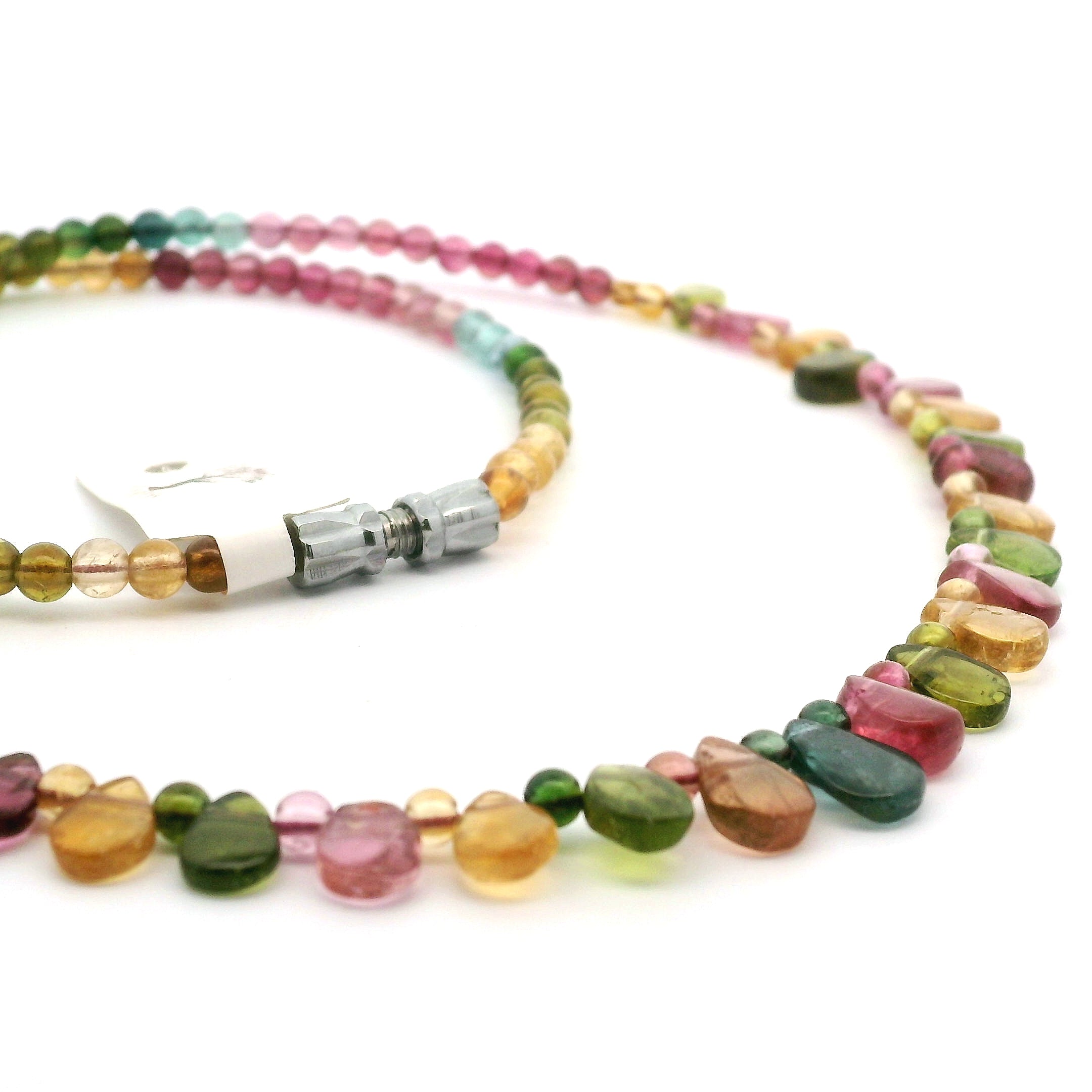 Multi Tourmaline Briolette Necklace 925 Silver for Harmony, Flow and Strength