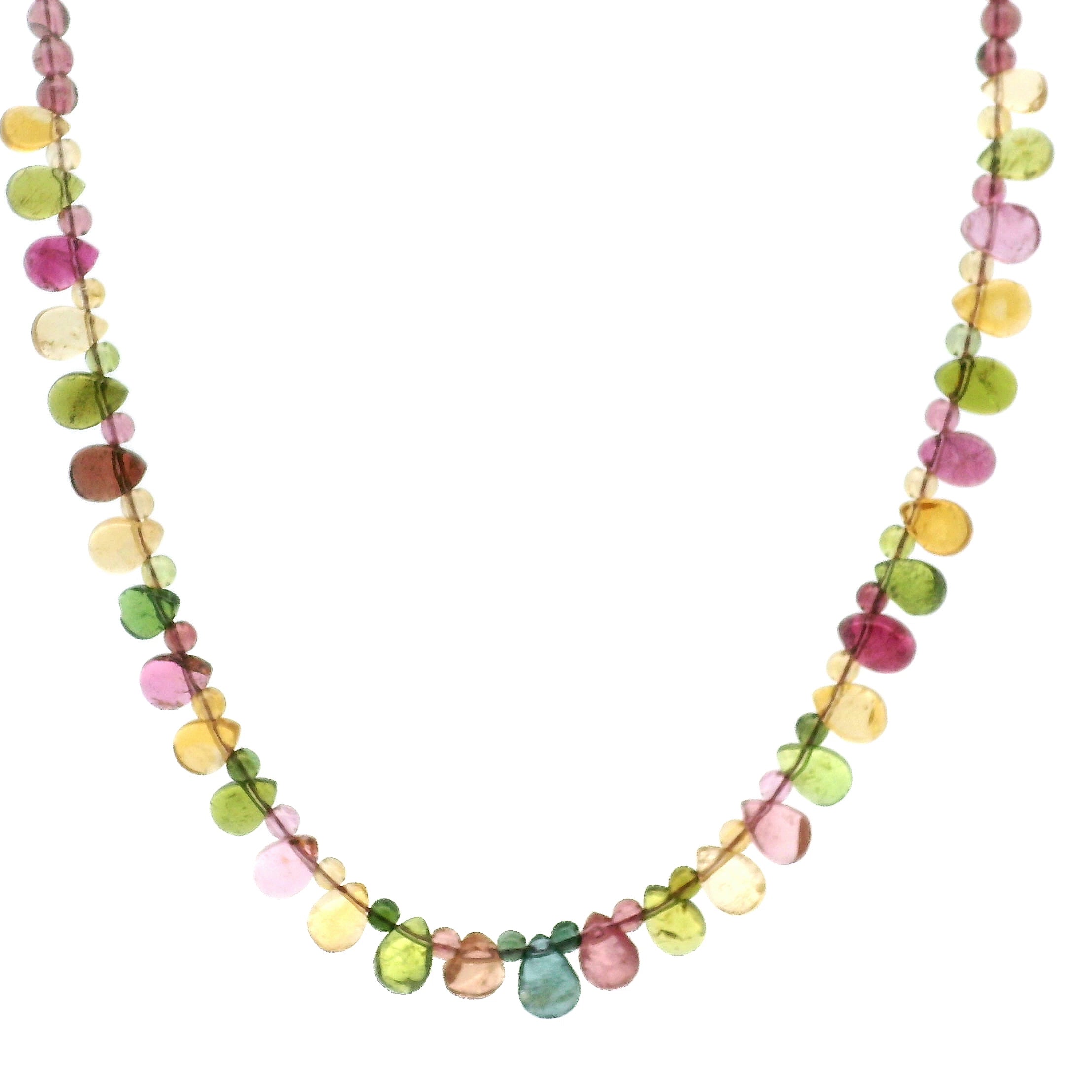 Multi Tourmaline Briolette Necklace 925 Silver for Harmony, Flow and Strength