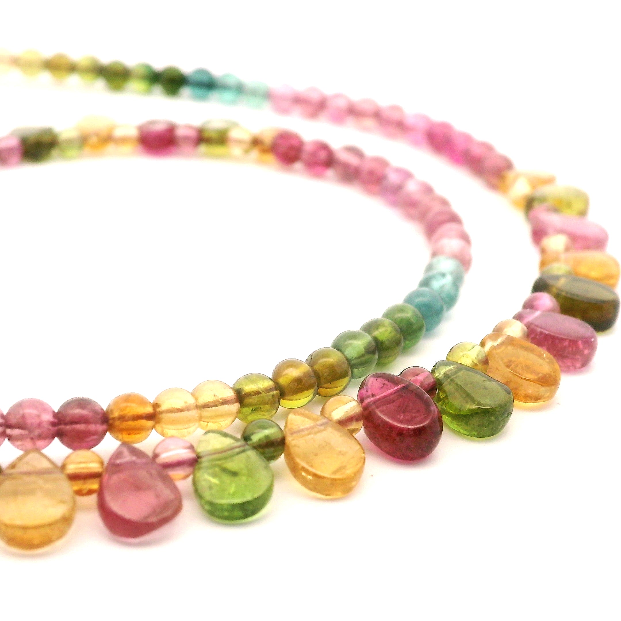 Multi Tourmaline Briolette Necklace 925 Silver for Harmony, Flow and Strength