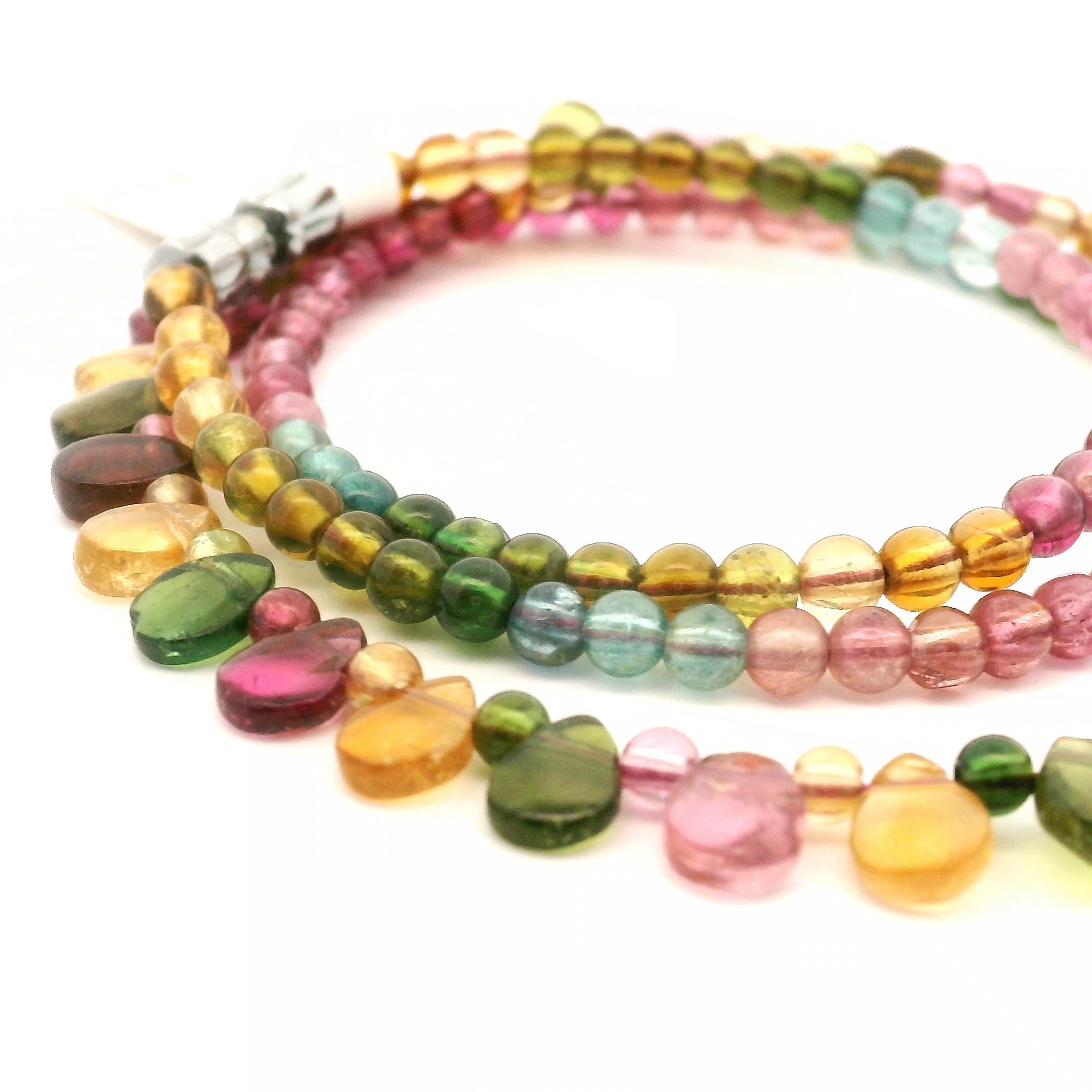 Multi Tourmaline Briolette Necklace 925 Silver for Harmony, Flow and Strength