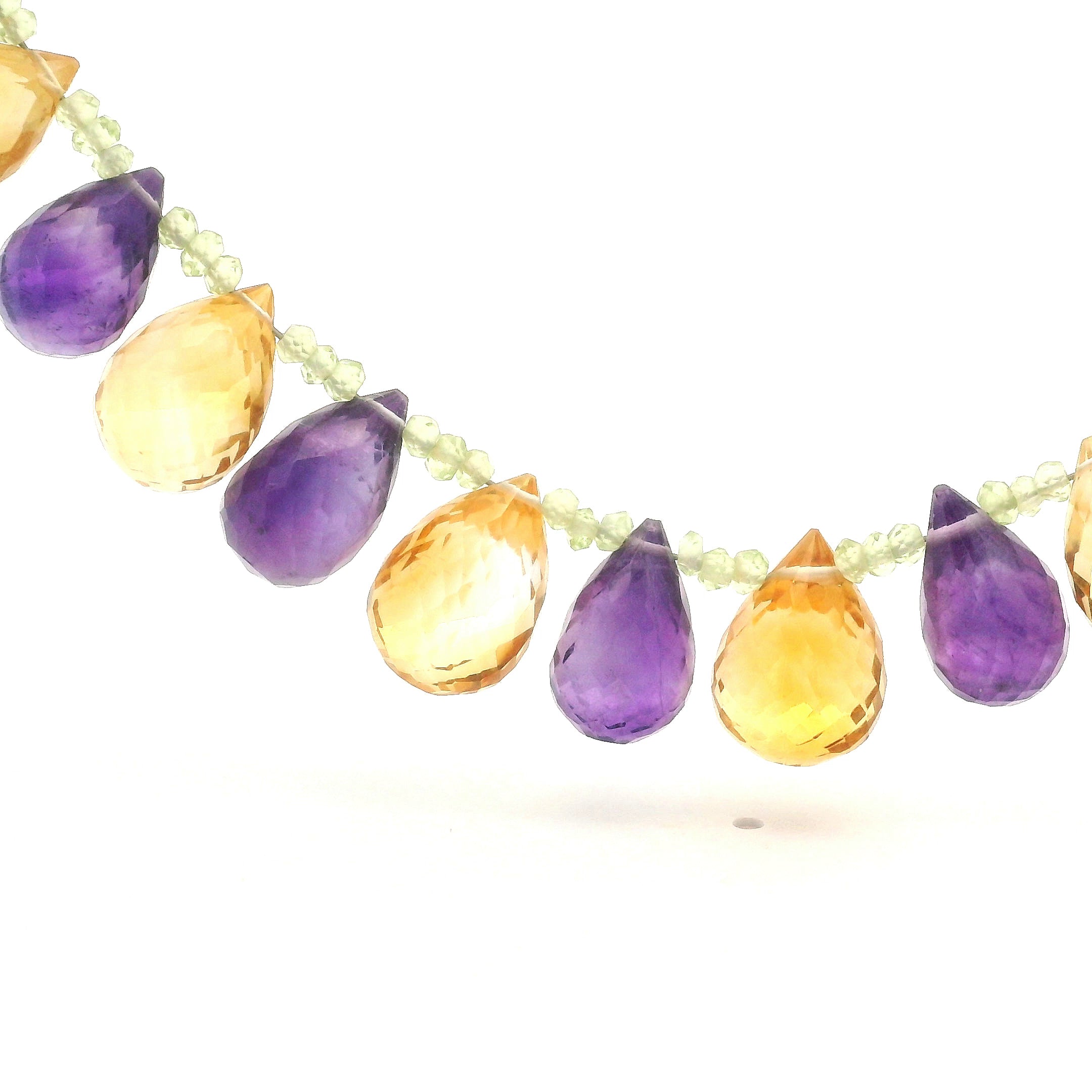 Citrine, Amethyst and Praisolite Necklace 925 Silver for Divine Flow and Manifestation