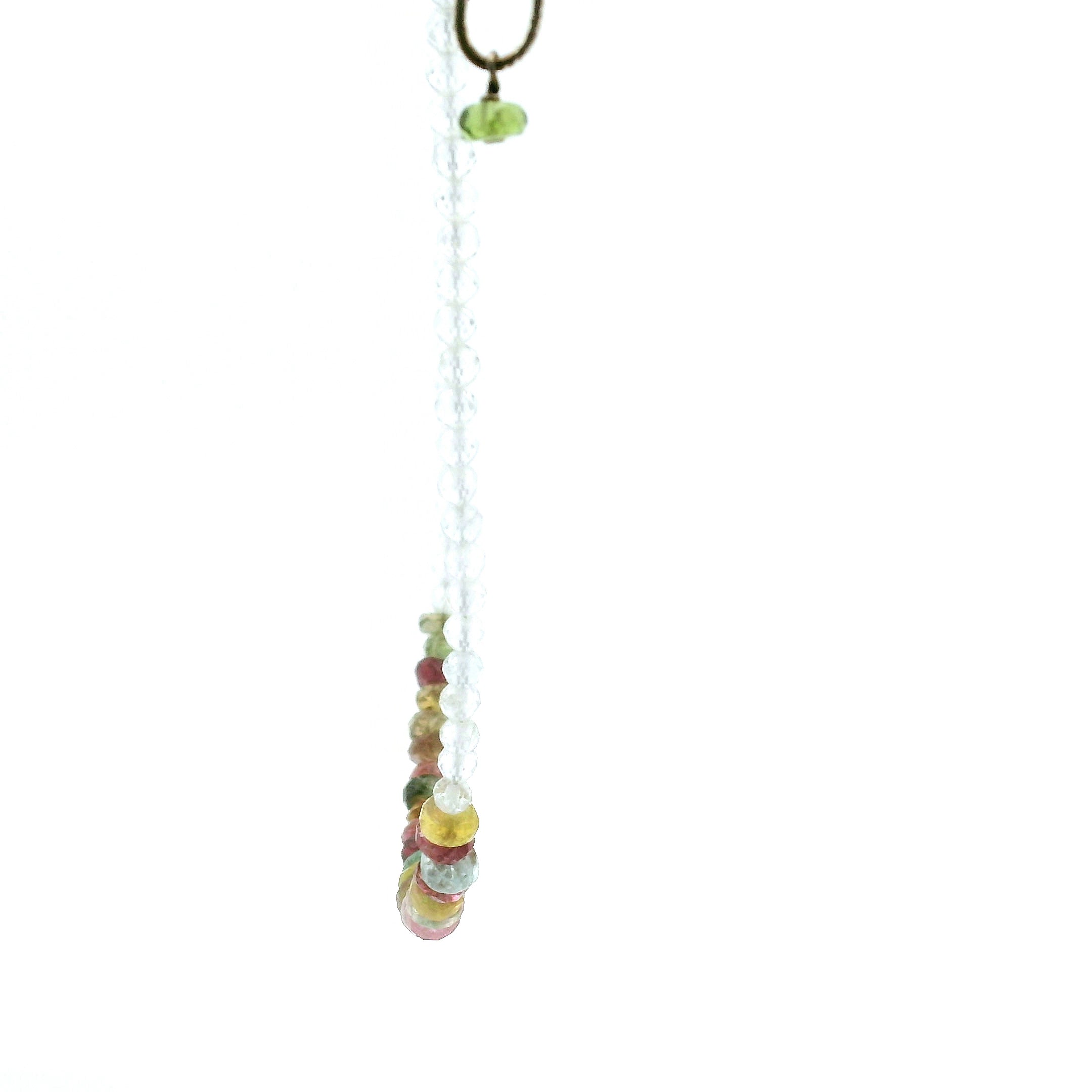 Multi Tourmaline & White Topaz Micro Faceted Necklace 925 Silver for Supporting Flow of Energy & Enlightenment