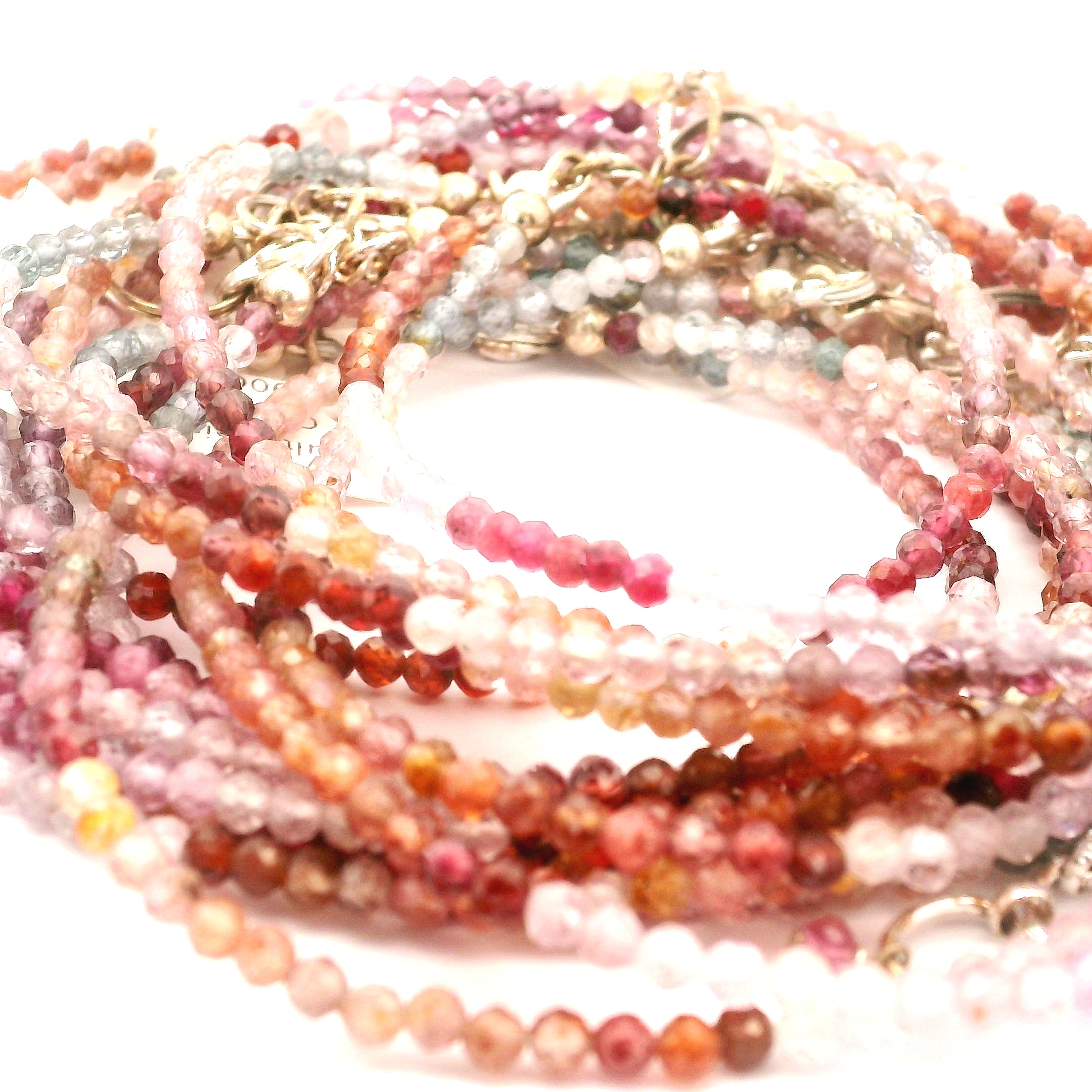 Multi Spinel Micro Faceted Necklace 925 Silver for Compassion & Loyalty