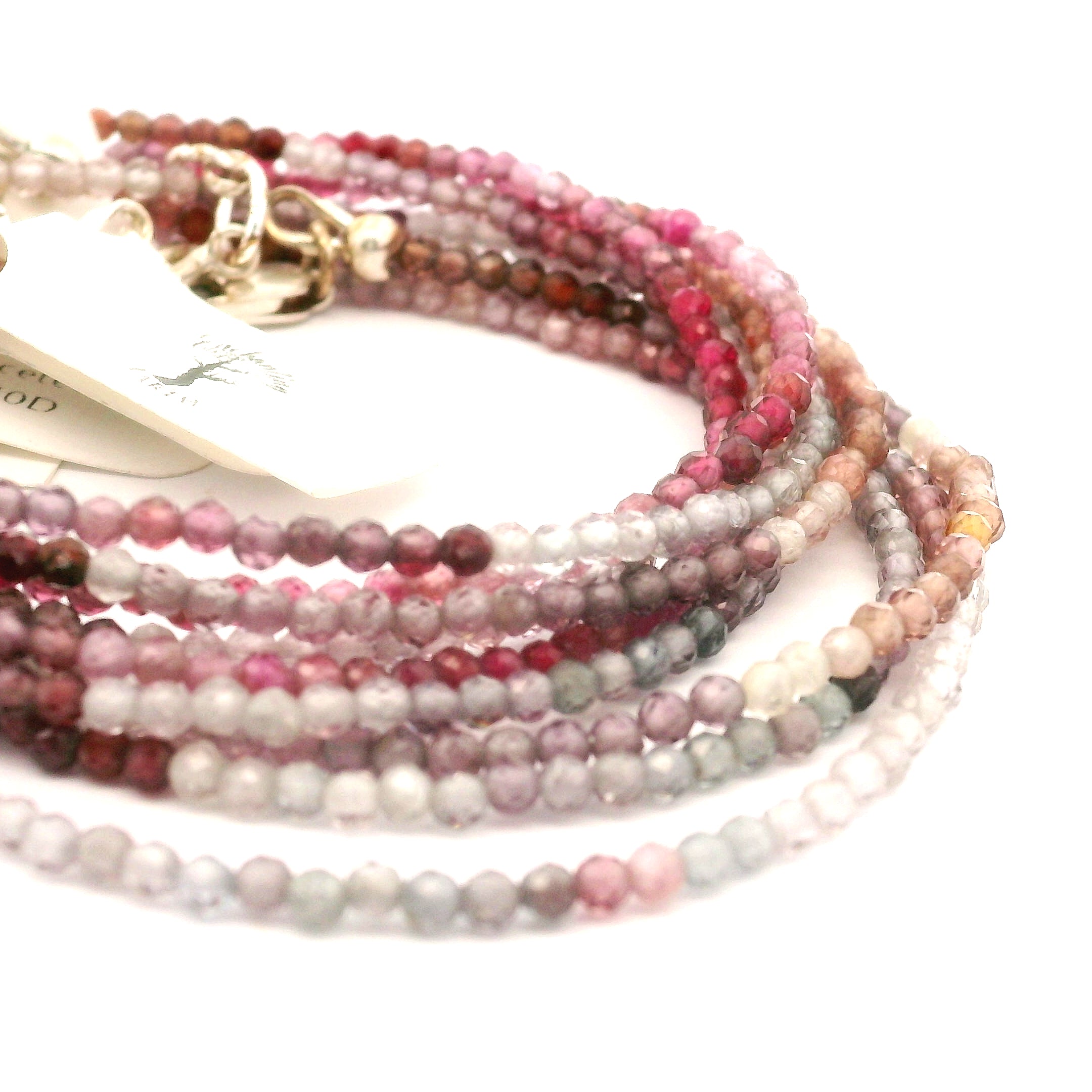 Multi Spinel Waterfall Micro Bracelet 925 Silver for Rejuvenation and Strength