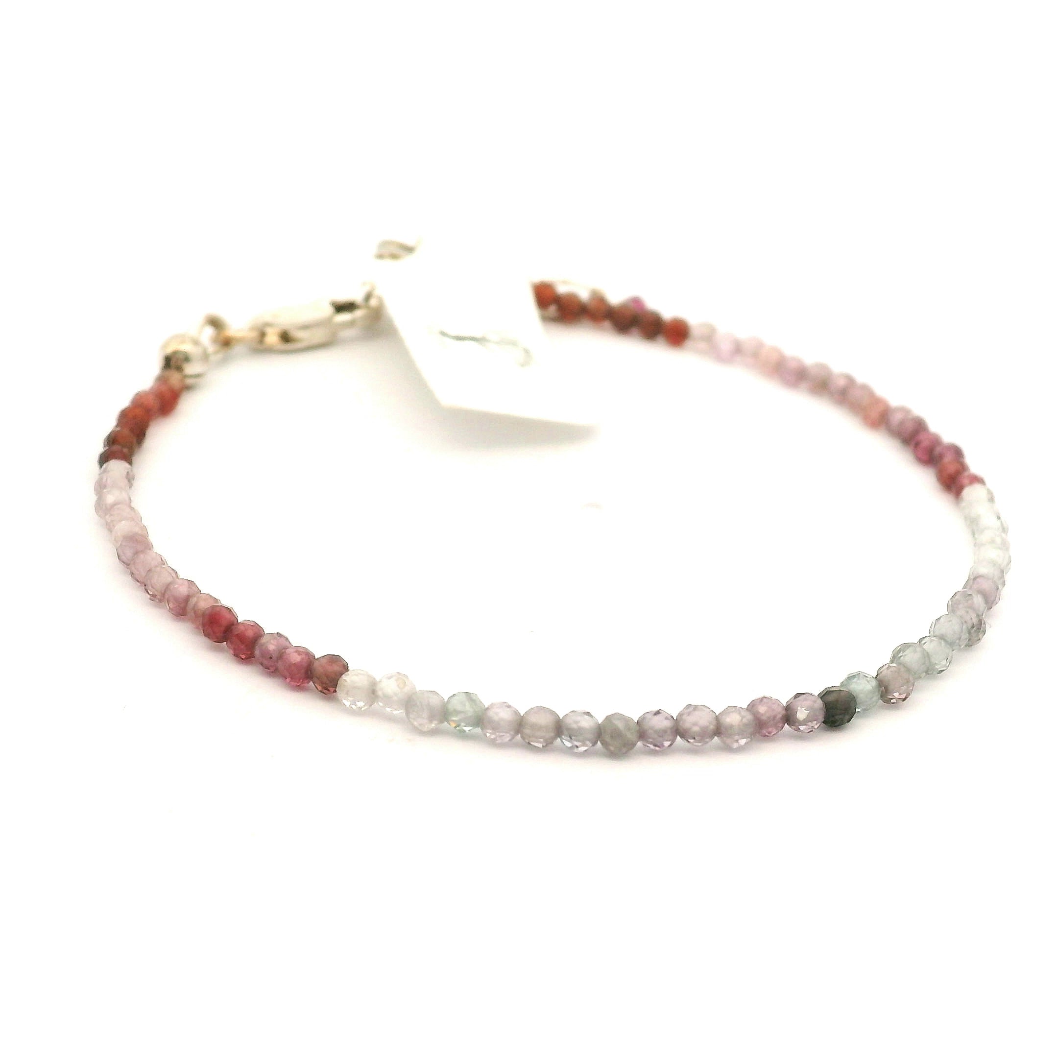 Multi Spinel Waterfall Micro Bracelet 925 Silver for Rejuvenation and Strength