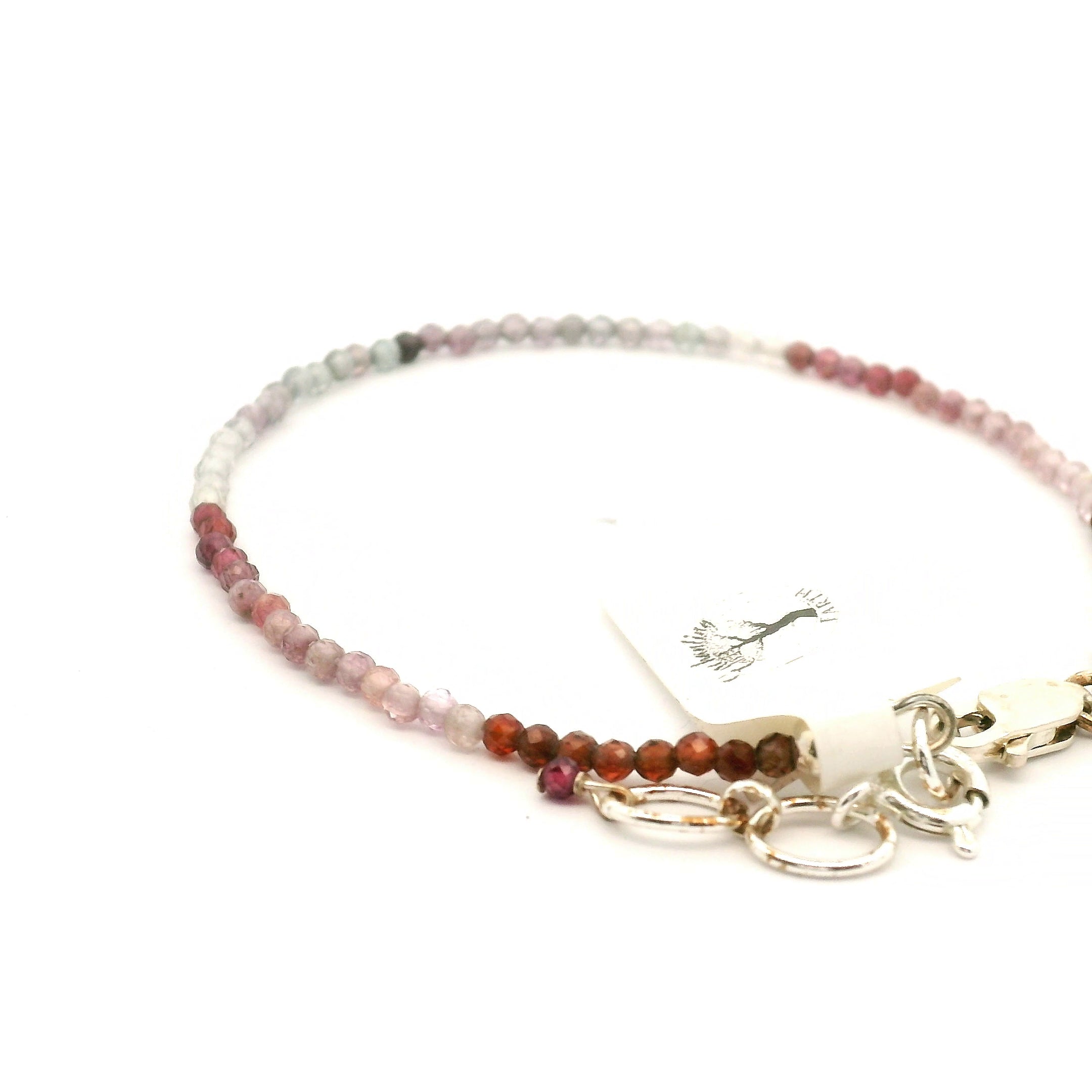 Multi Spinel Waterfall Micro Bracelet 925 Silver for Rejuvenation and Strength